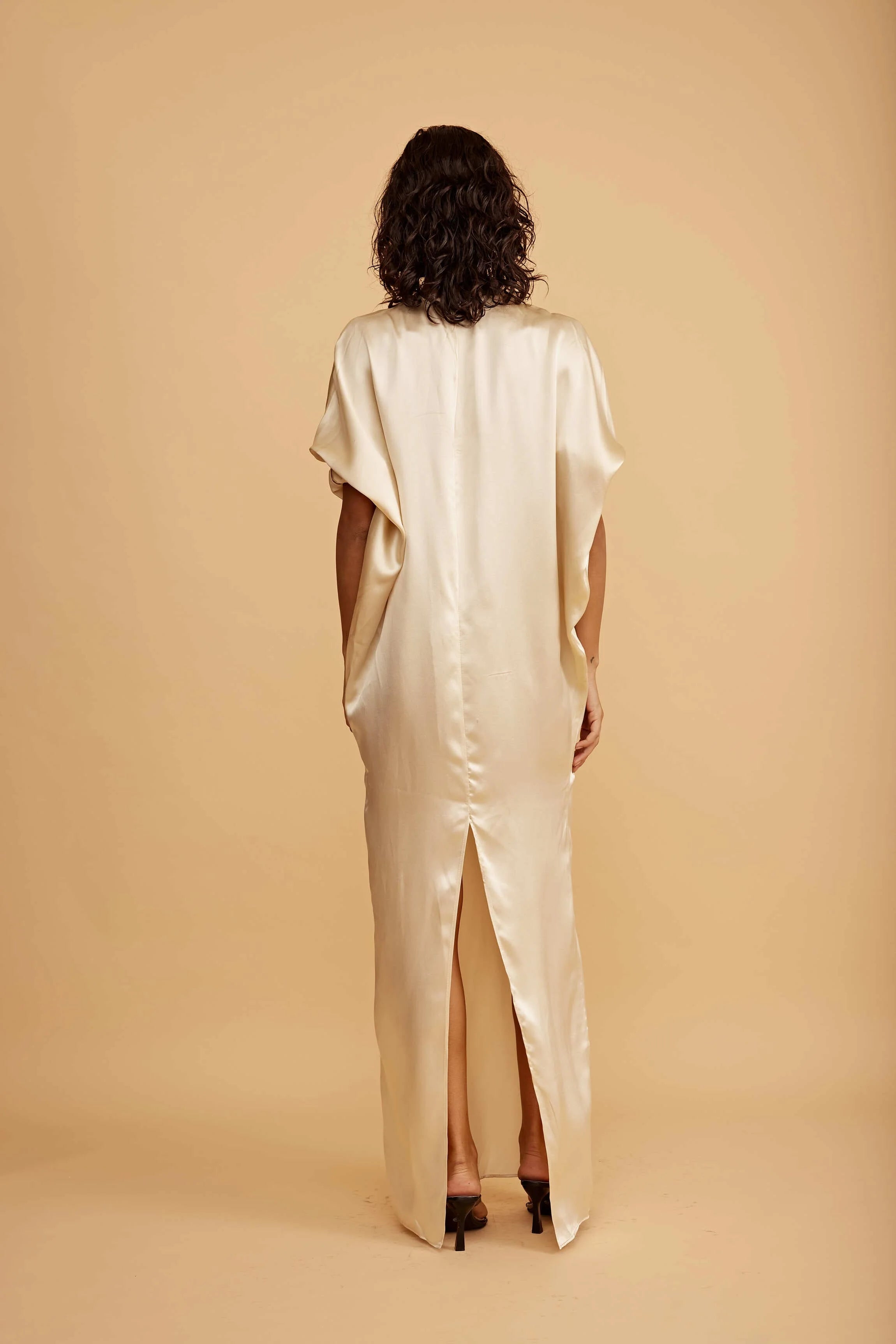 Dvora Long Silk Dress in Ivory by All Three