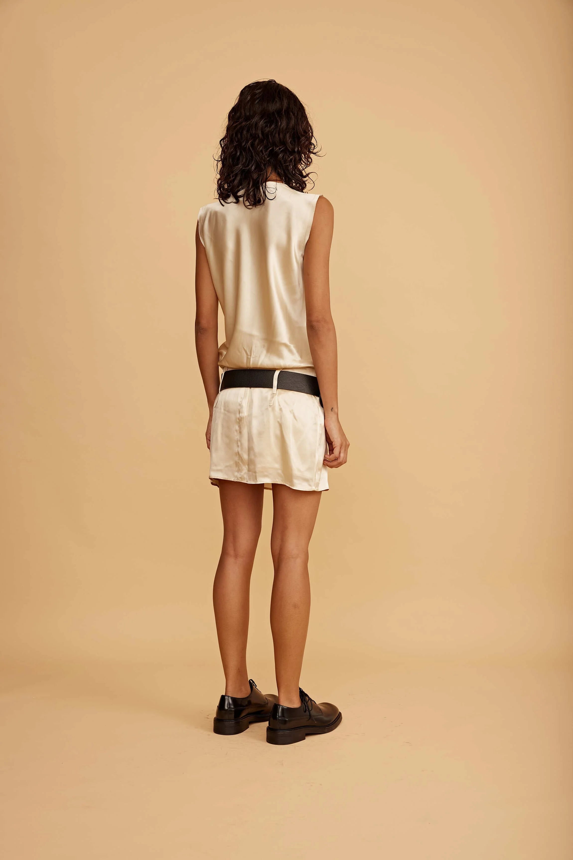 Sabina Micro Mini Silk Skirt in Ivory by All Three