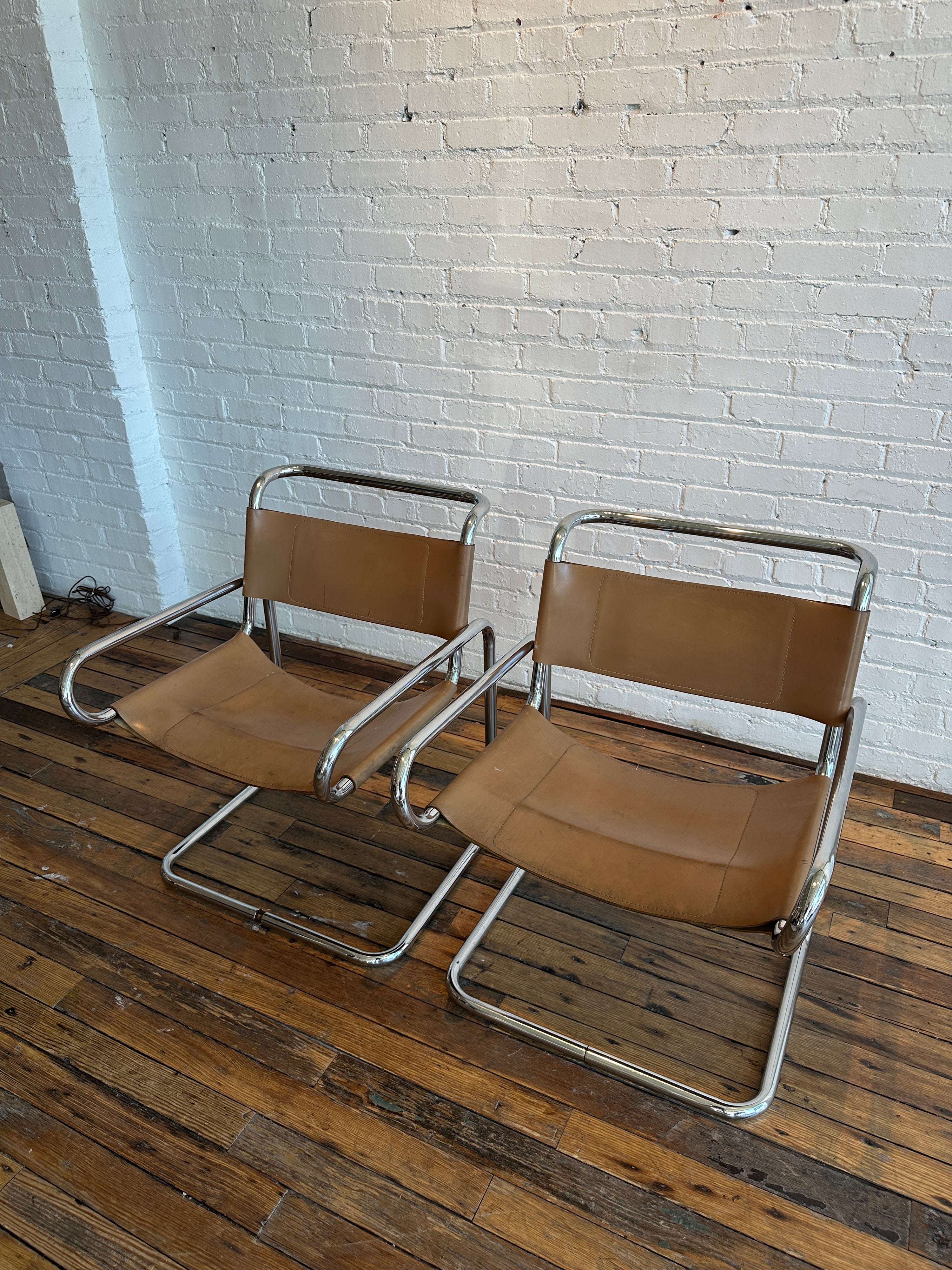 Vintage Ralph Rye Leather and Chrome Dining Chairs