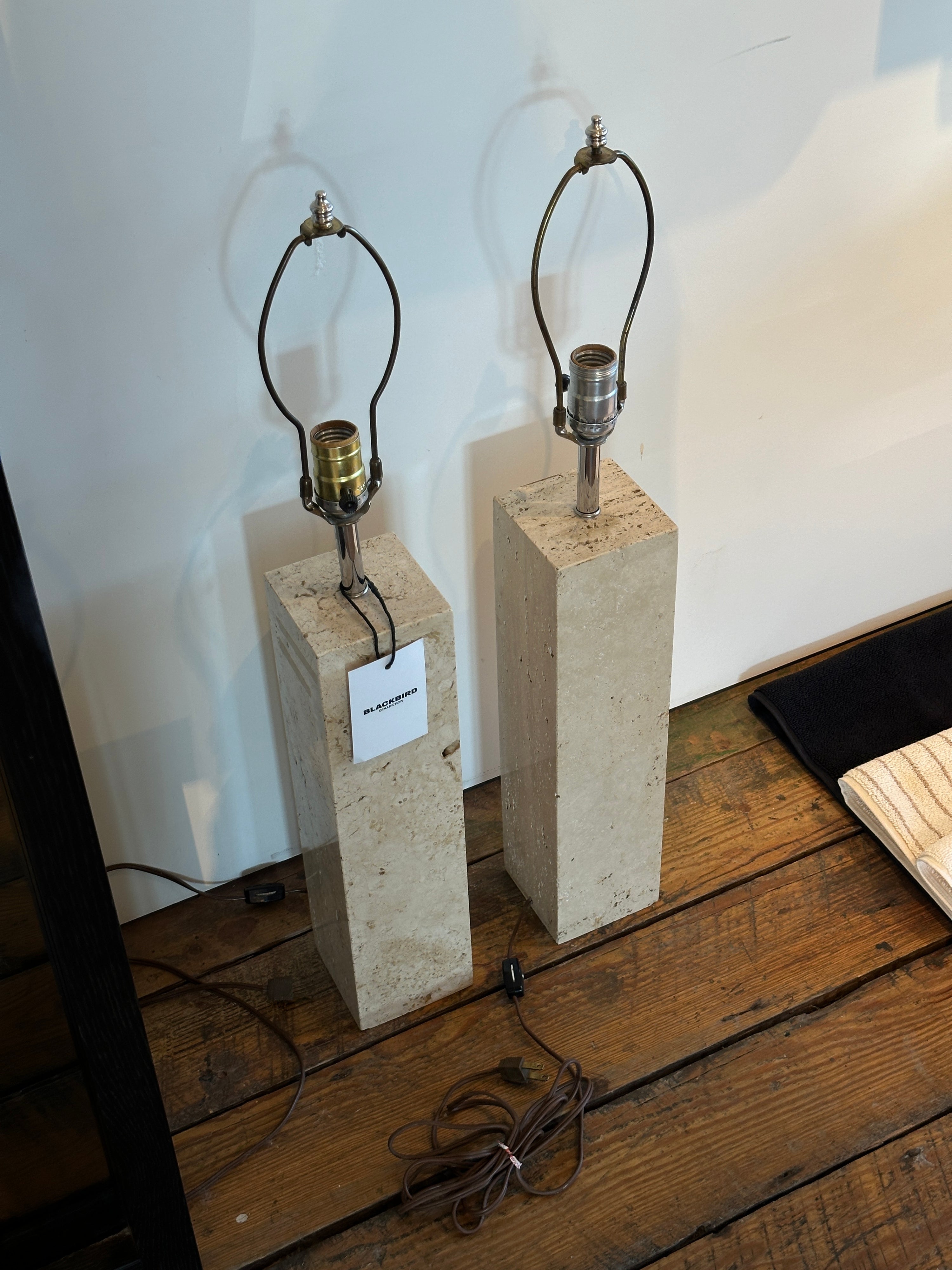 Pair of Vintage Travertine Lamps