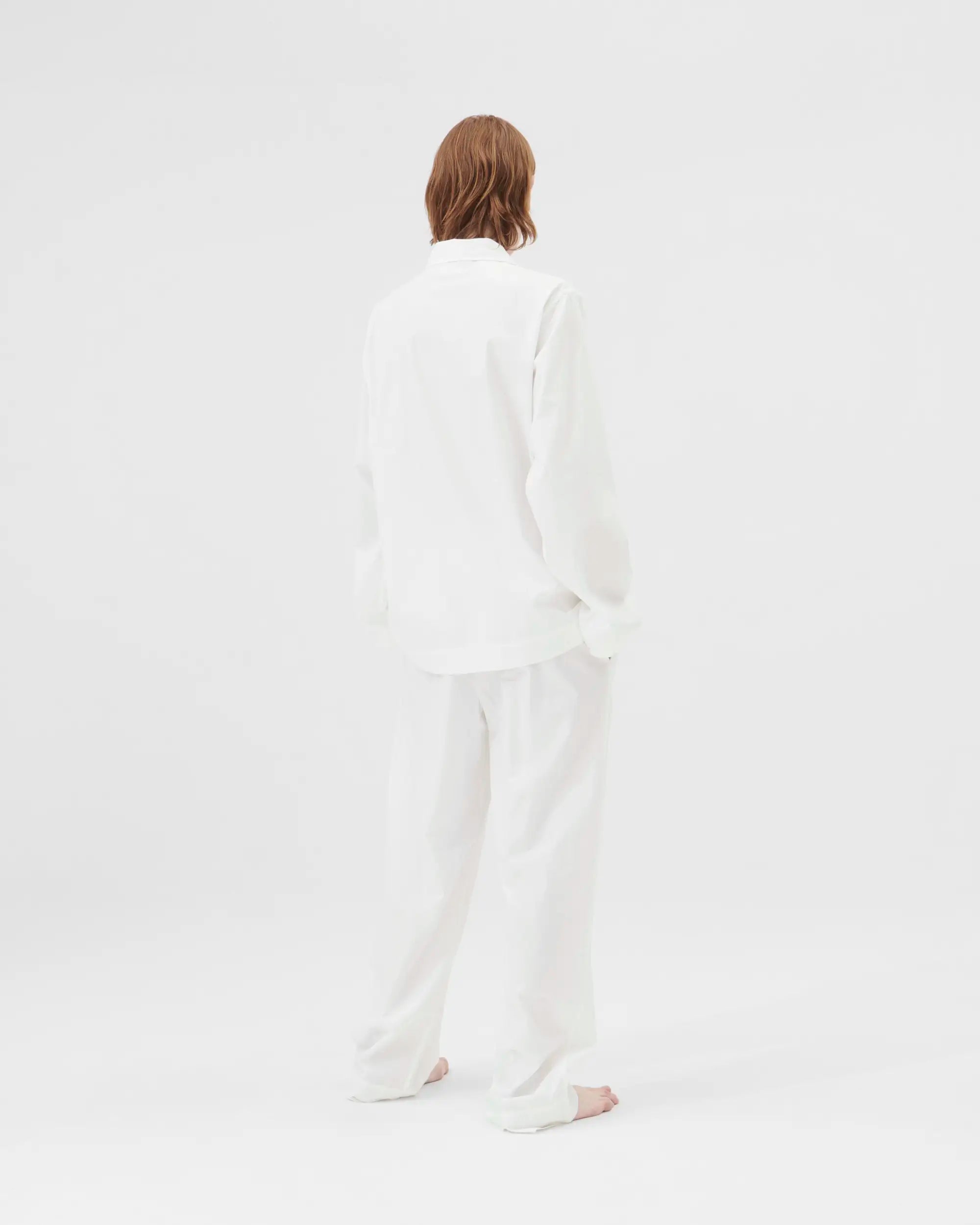 Tekla Poplin Long Sleeved Shirt in Alabaster White