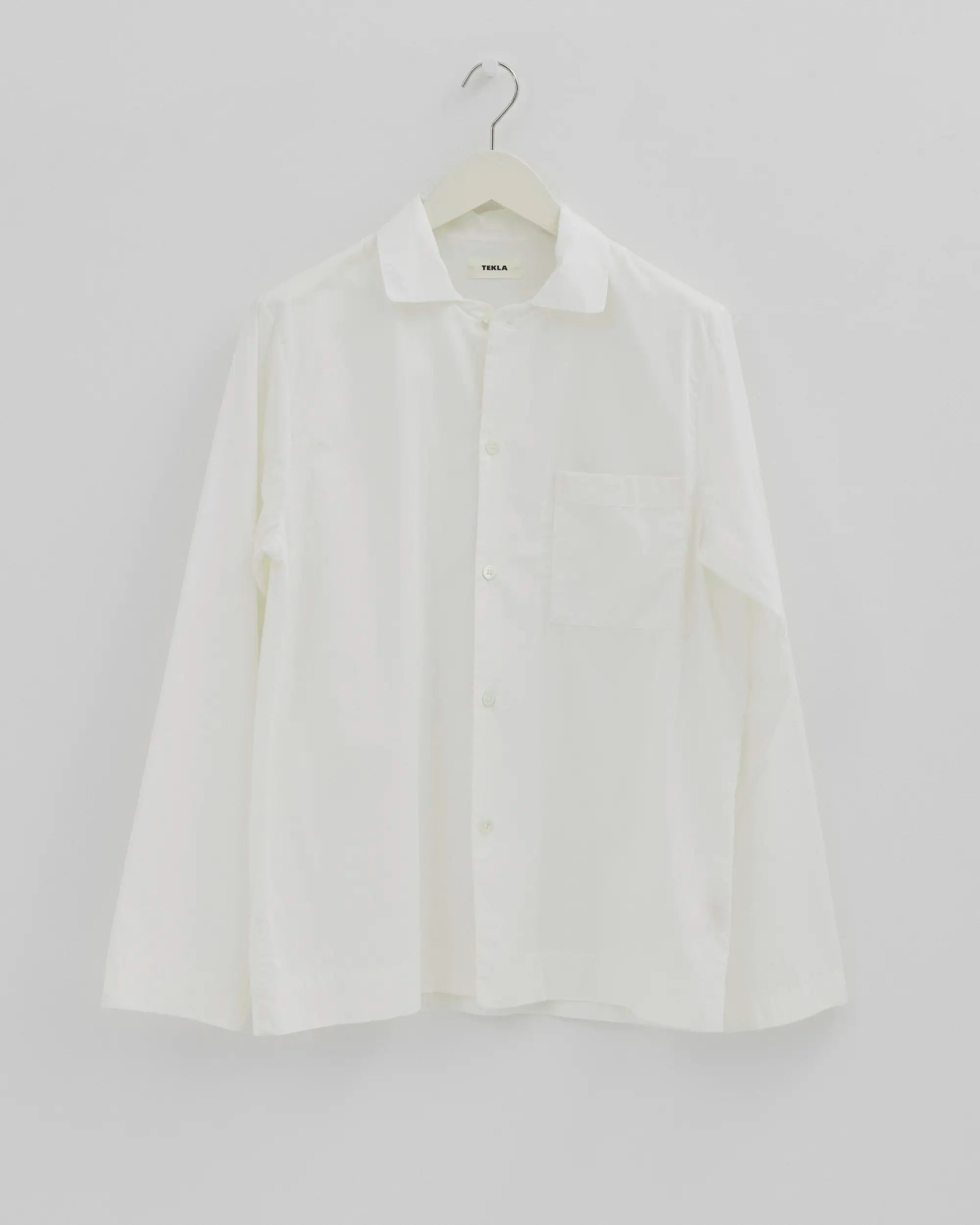 Tekla Poplin Long Sleeved Shirt in Alabaster White