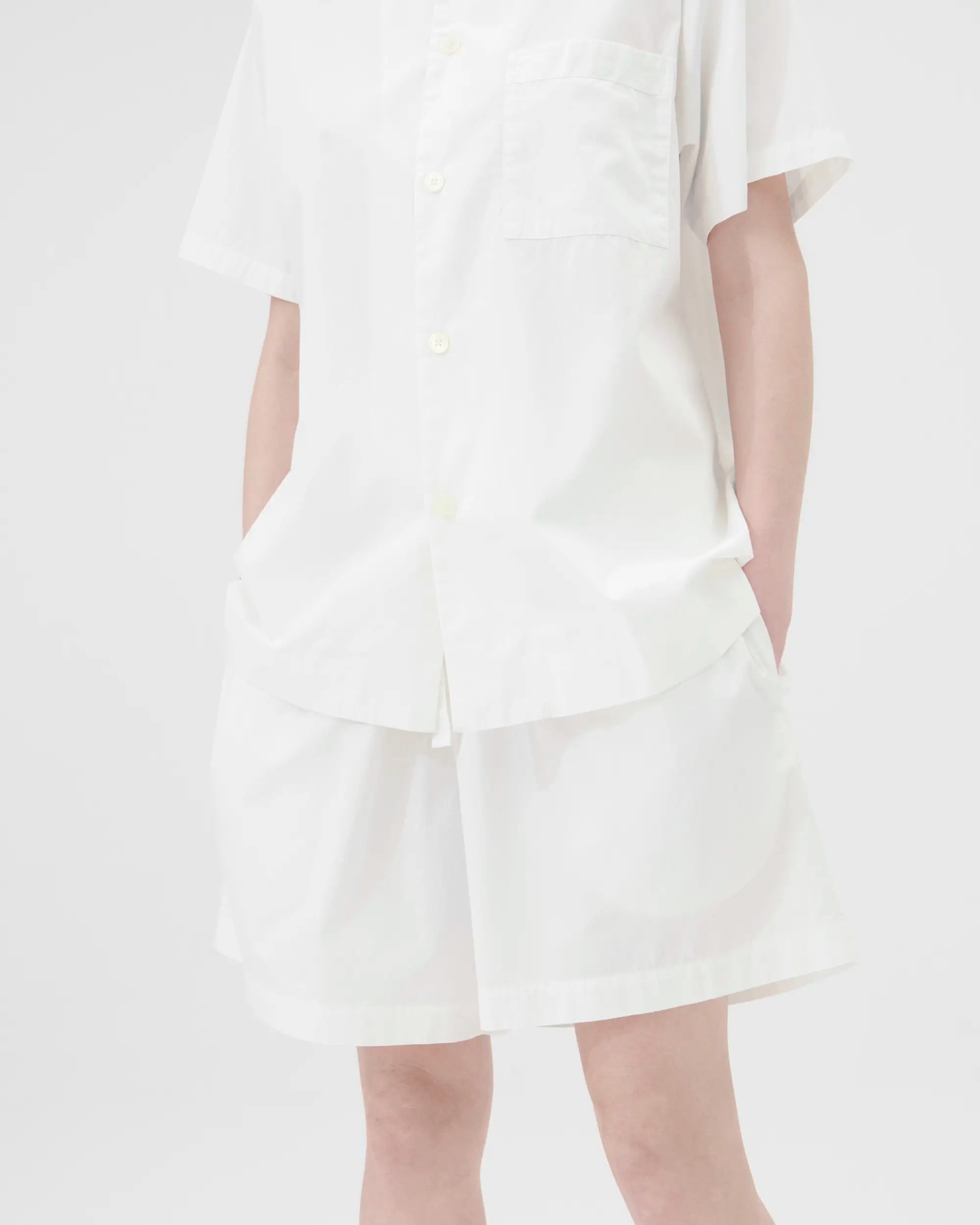 Tekla Poplin Shorts in Alabaster White