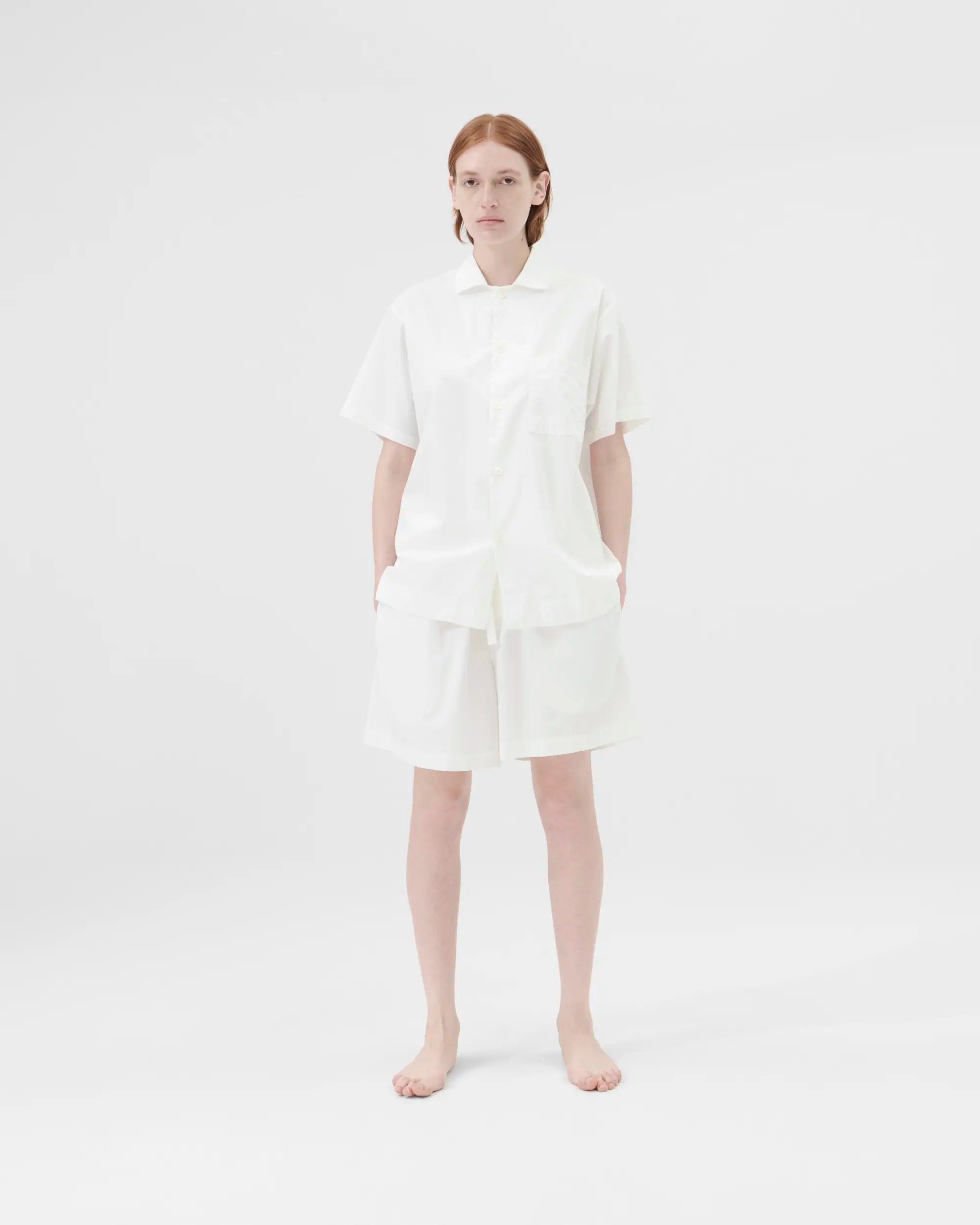 Tekla Poplin Shorts in Alabaster White