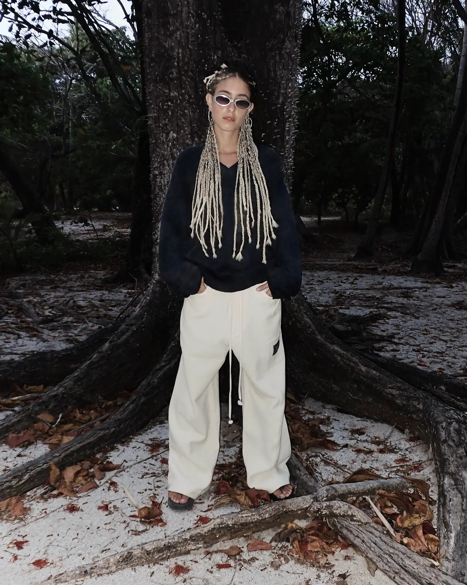 The Crepe Snap Pant in Cream by FREE ACTS