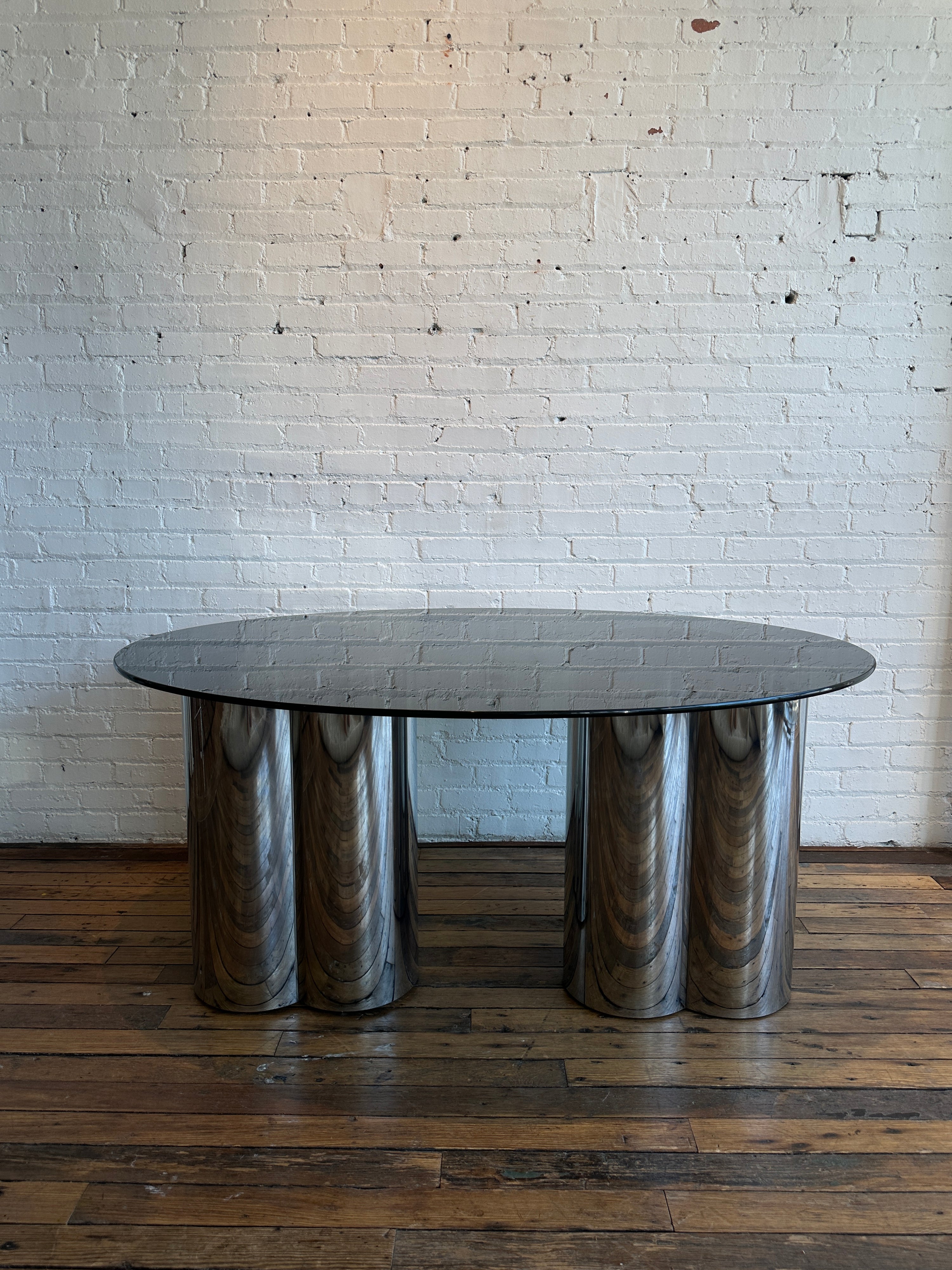 Curtis Jere Chrome & Smoked Glass Dining Table