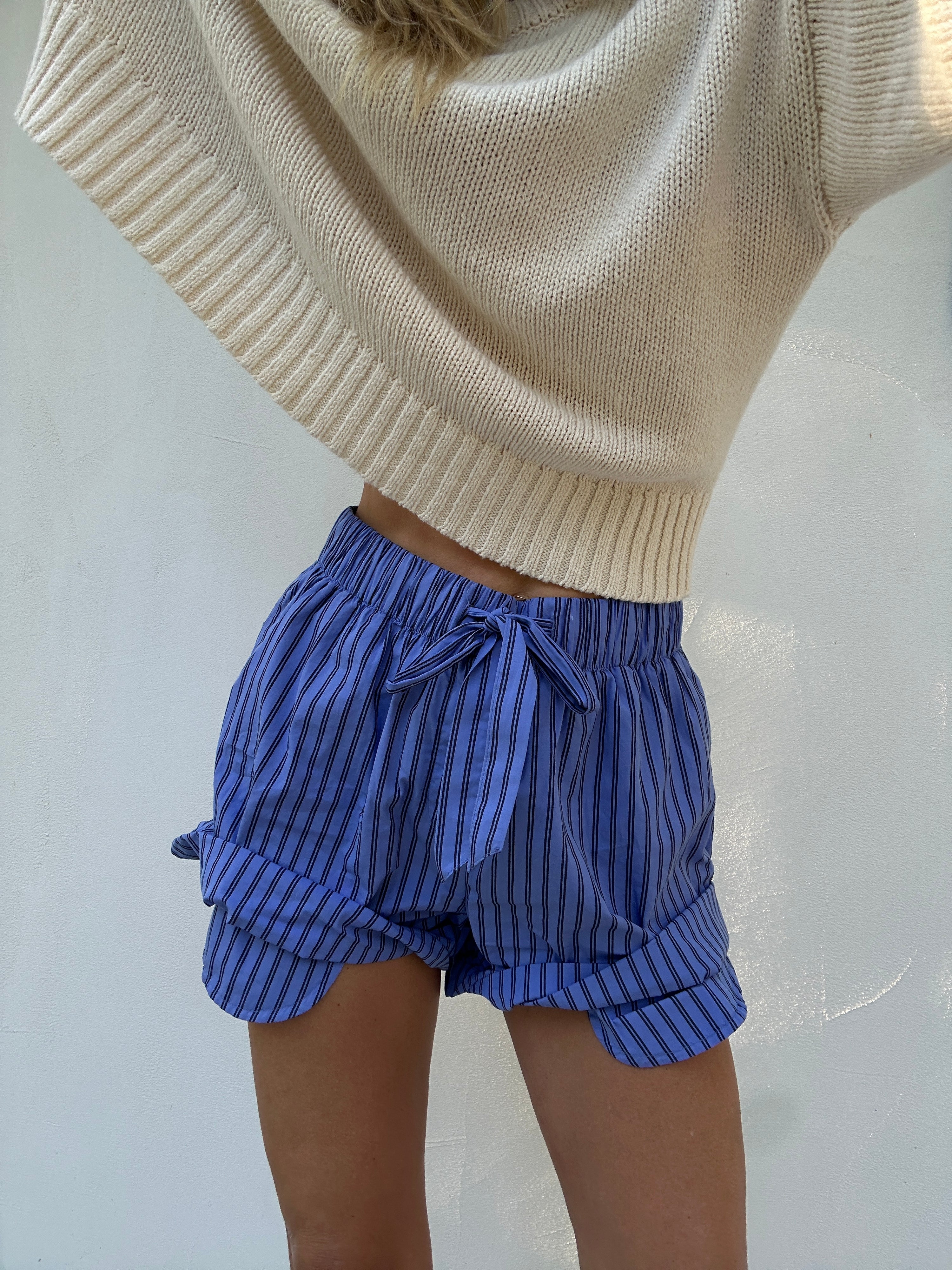 Tekla Boro Poplin Striped Pyjama Shorts