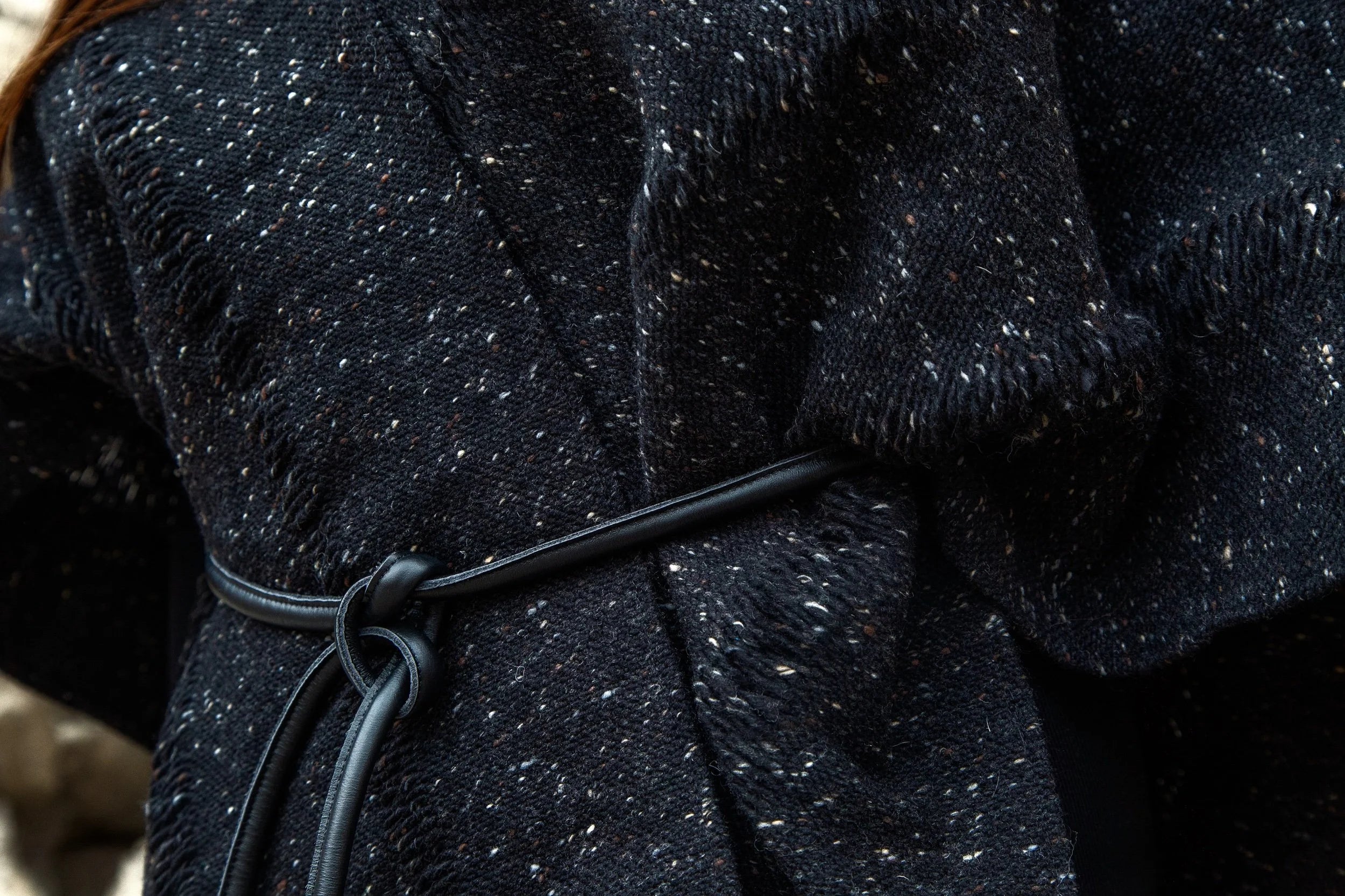 The Speckled Irish Donegal Tweed Short Drape Rhiannon Griego