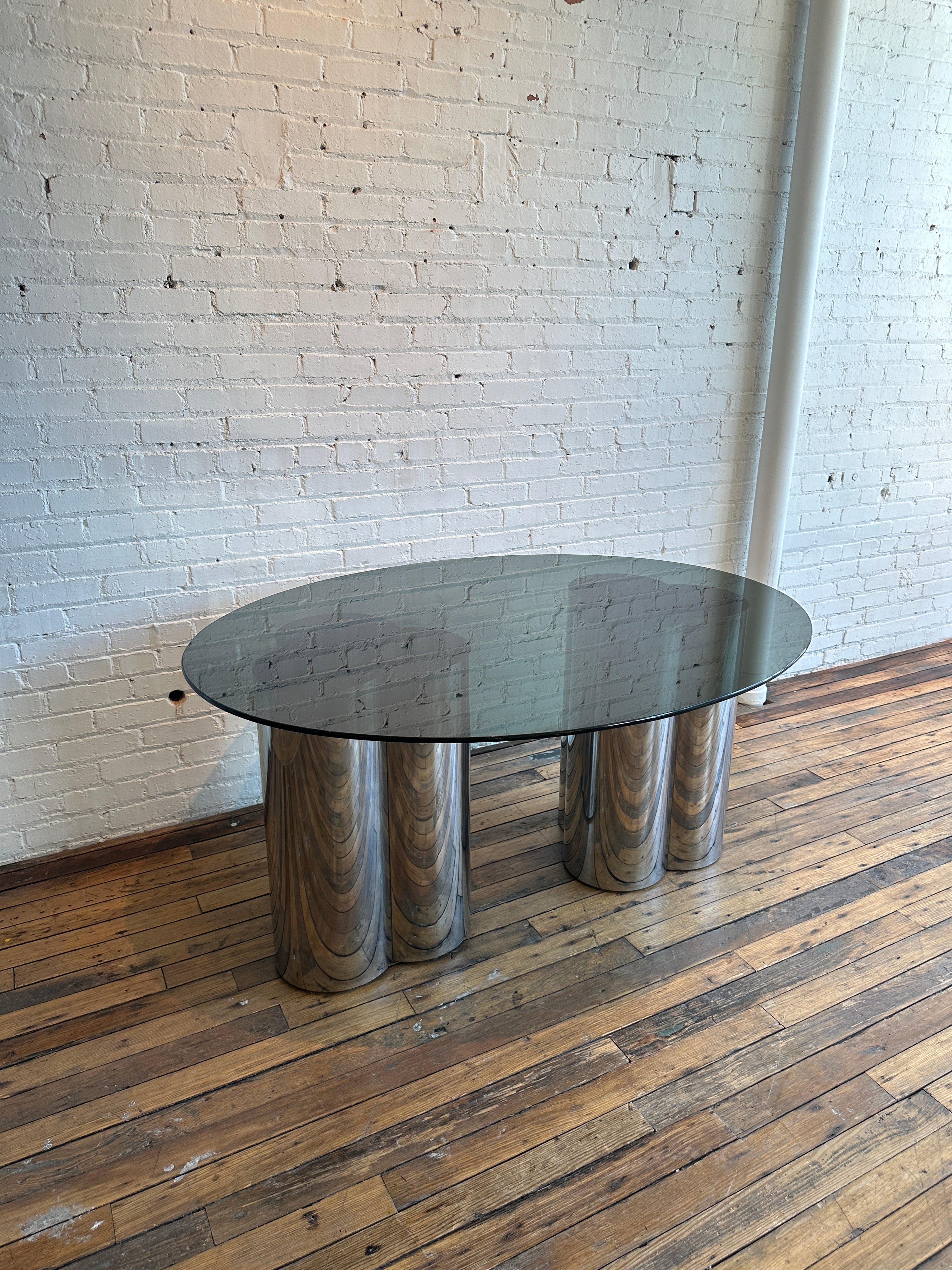 Curtis Jere Chrome & Smoked Glass Dining Table