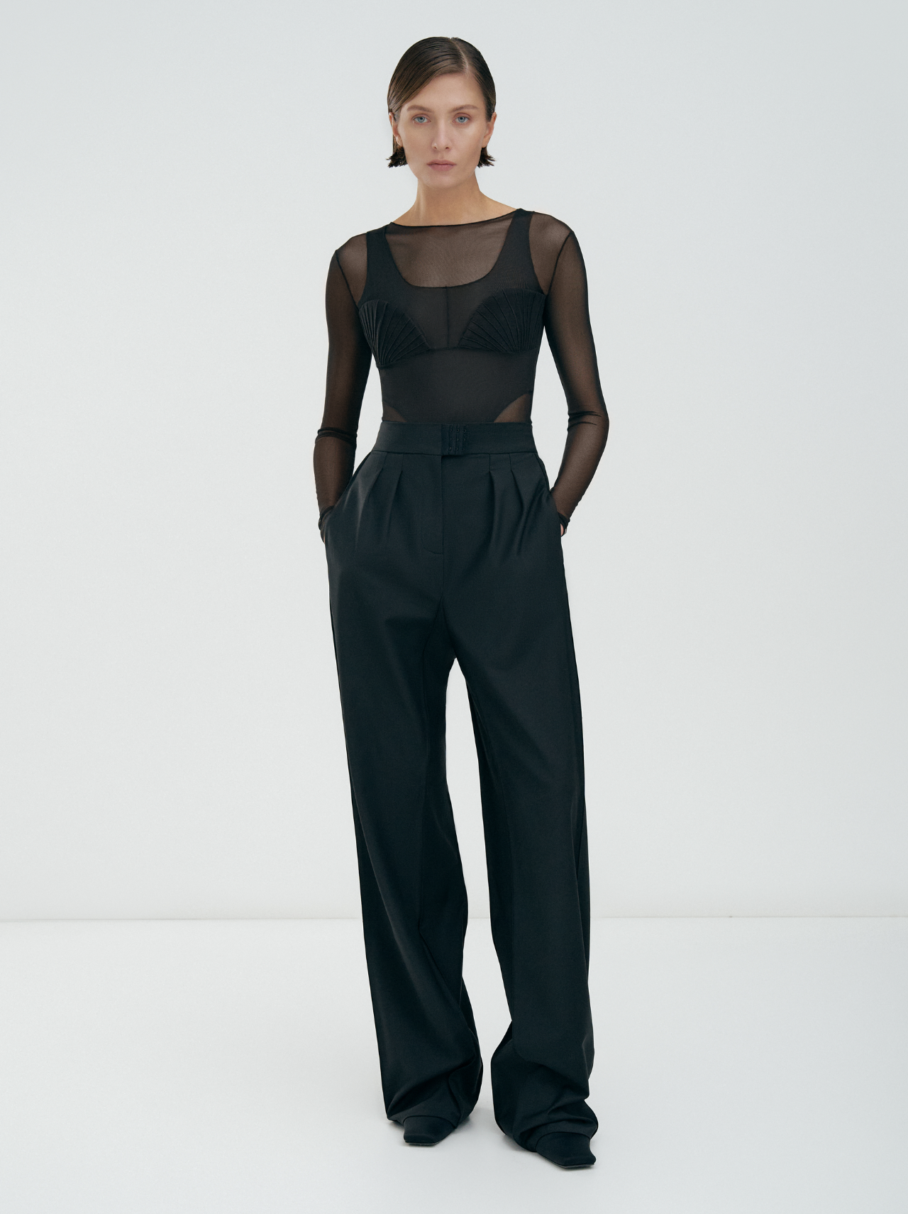 The Sheer Long Sleeve Bodysuit by Bevza