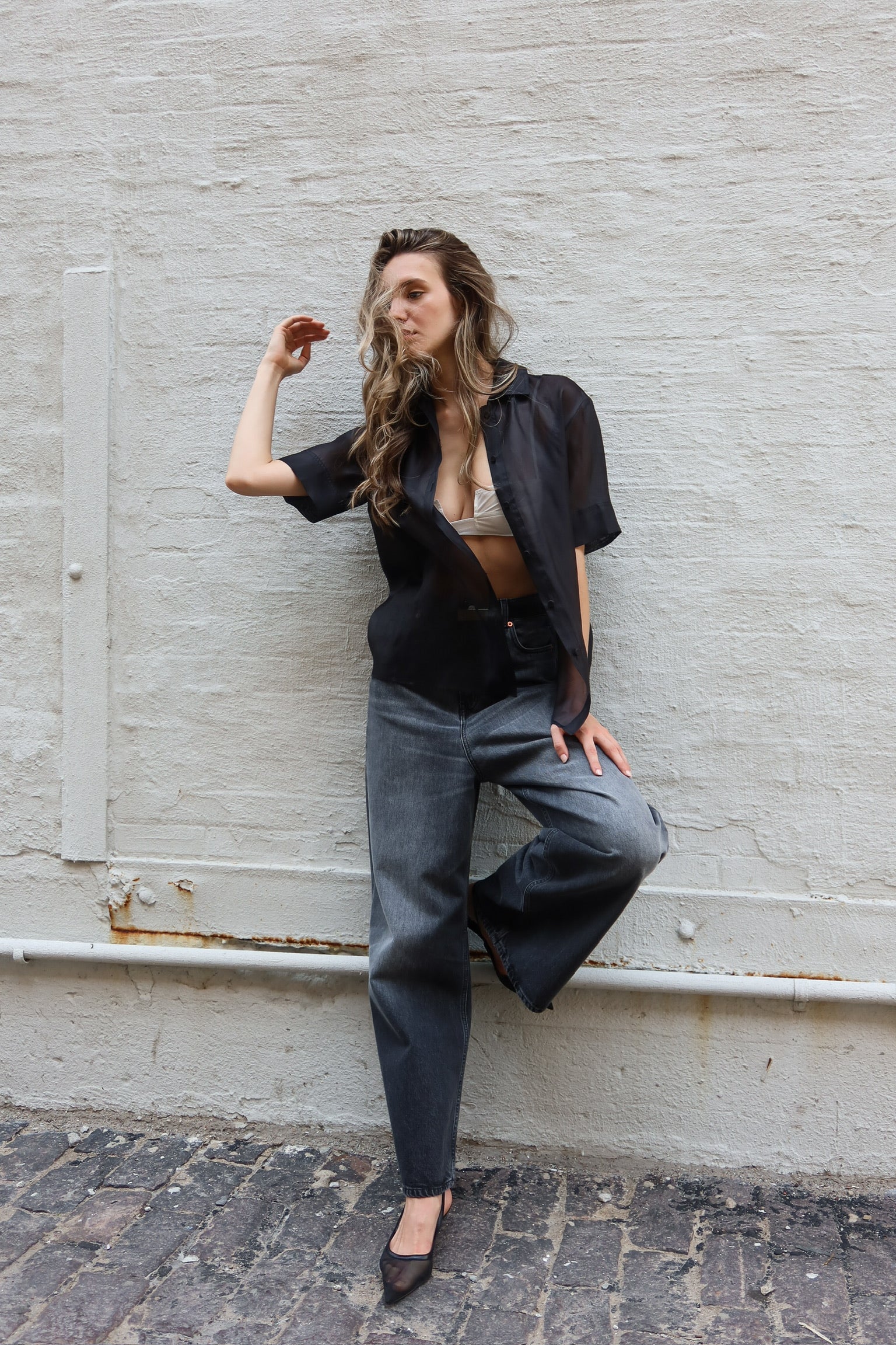The Sheer Shirt in Black by Bevza