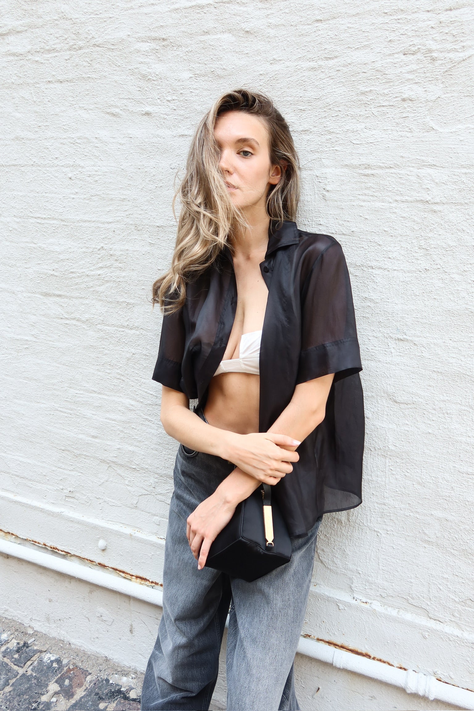 The Sheer Shirt in Black by Bevza
