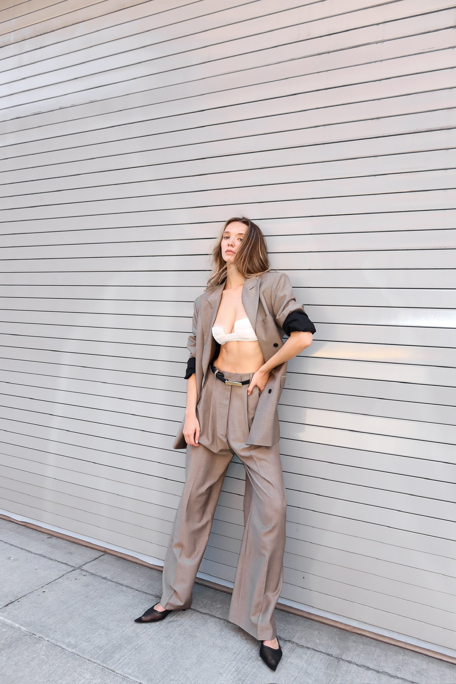 The Beige Double Breasted Blazer by Studio Cut