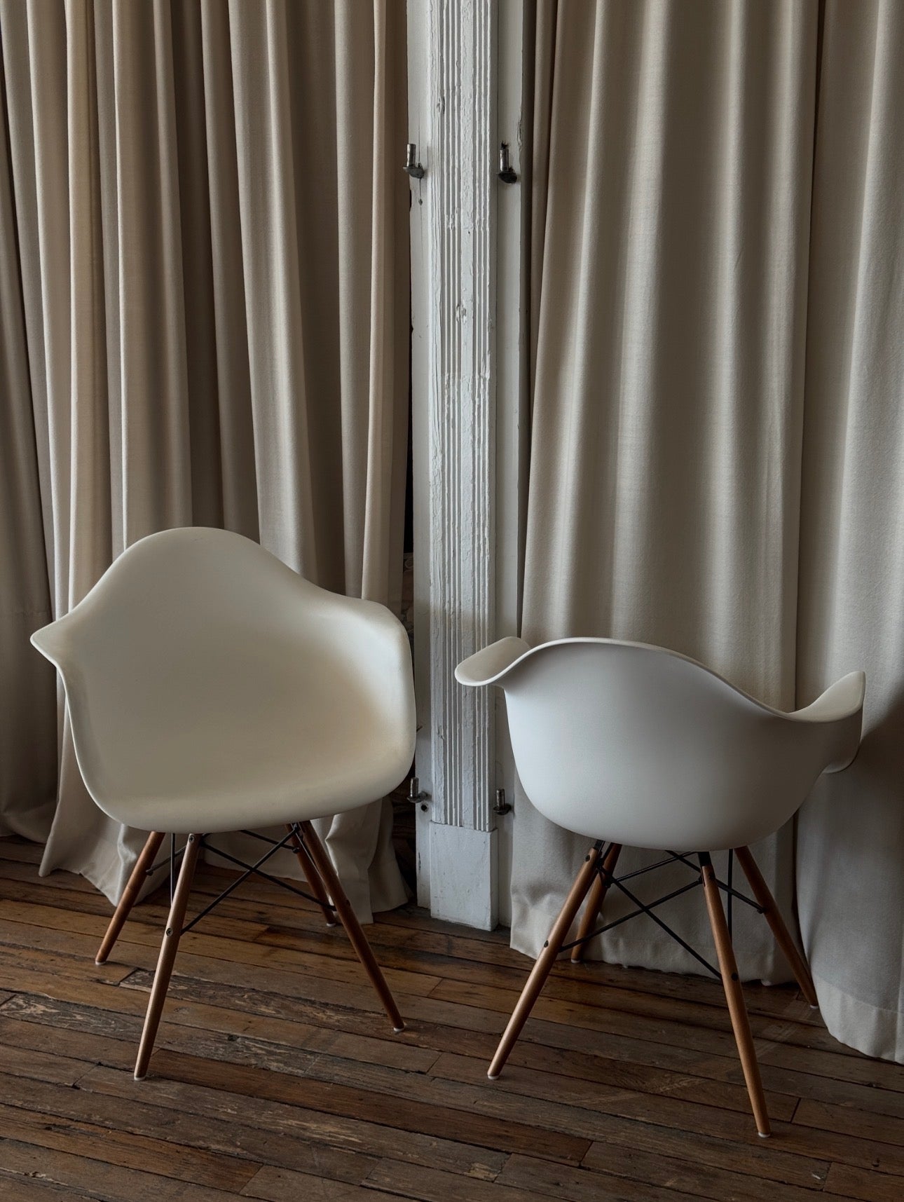 Set of Eames for Herman Miller Molded Plastic Armchairs with Dowel Base