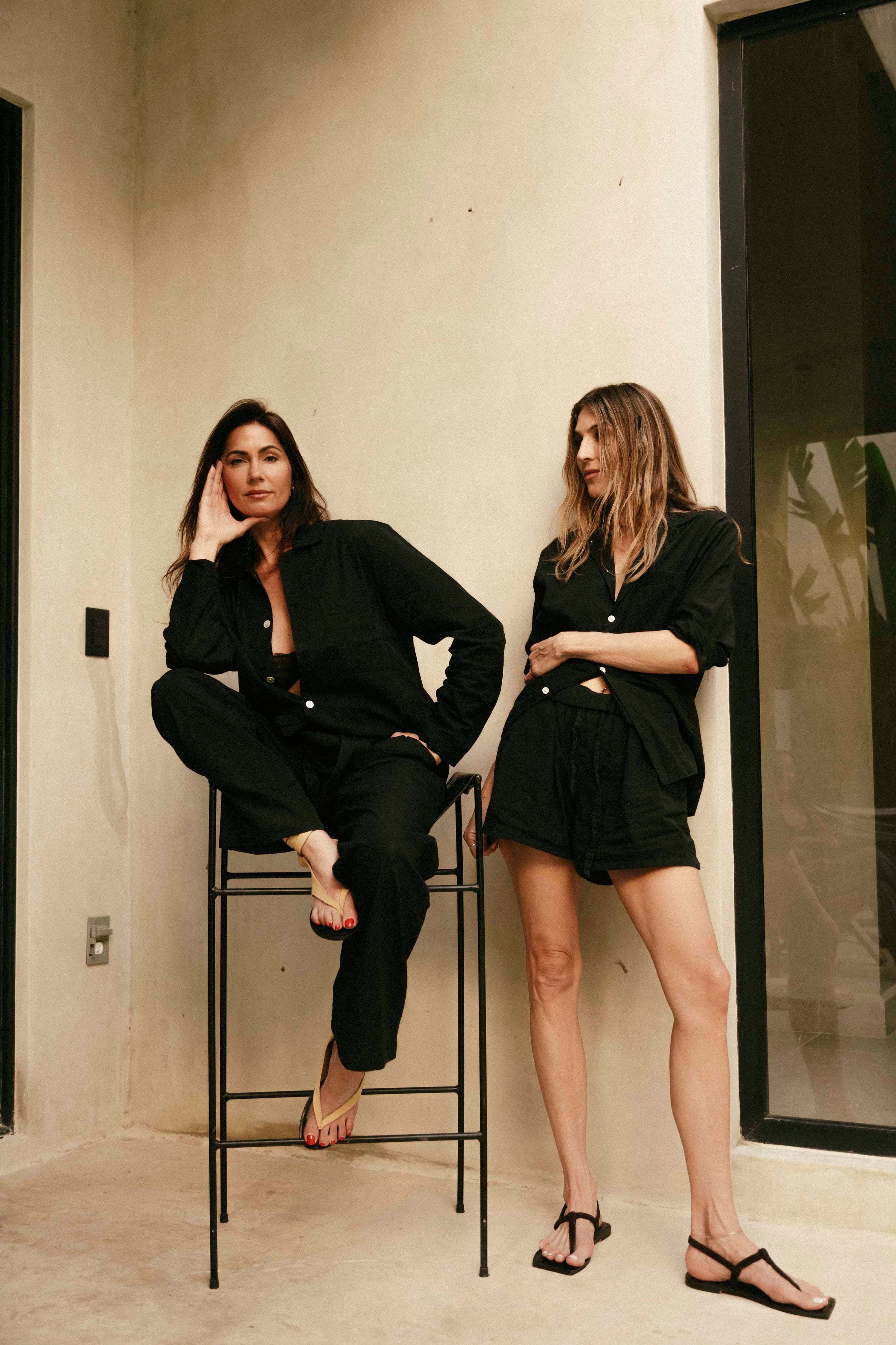 Black Poplin Pyjama Shirt by Tekla