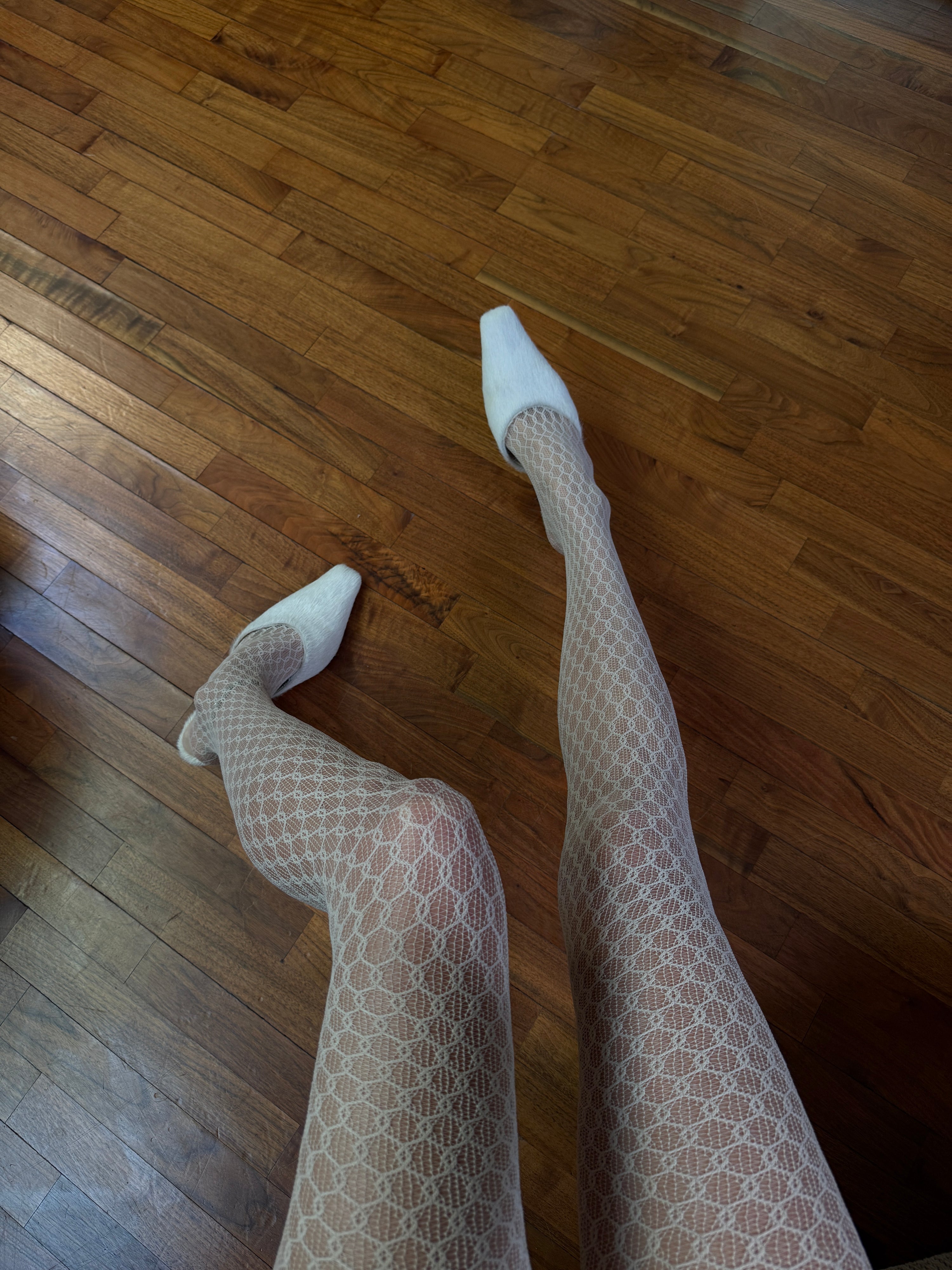 The Laura Net Tights in Oyster Grey by Swedish Stockings