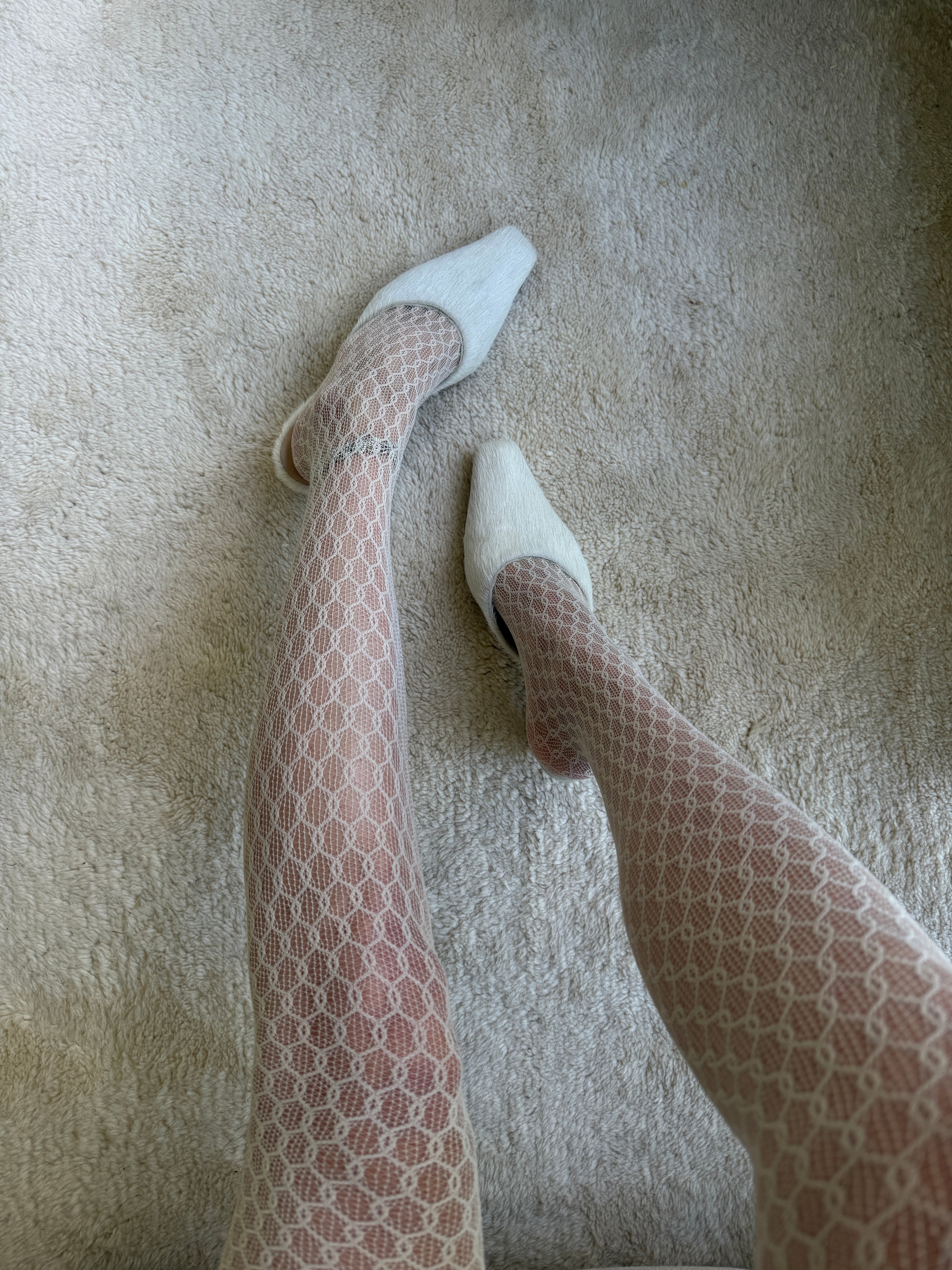 The Laura Net Tights in Oyster Grey by Swedish Stockings