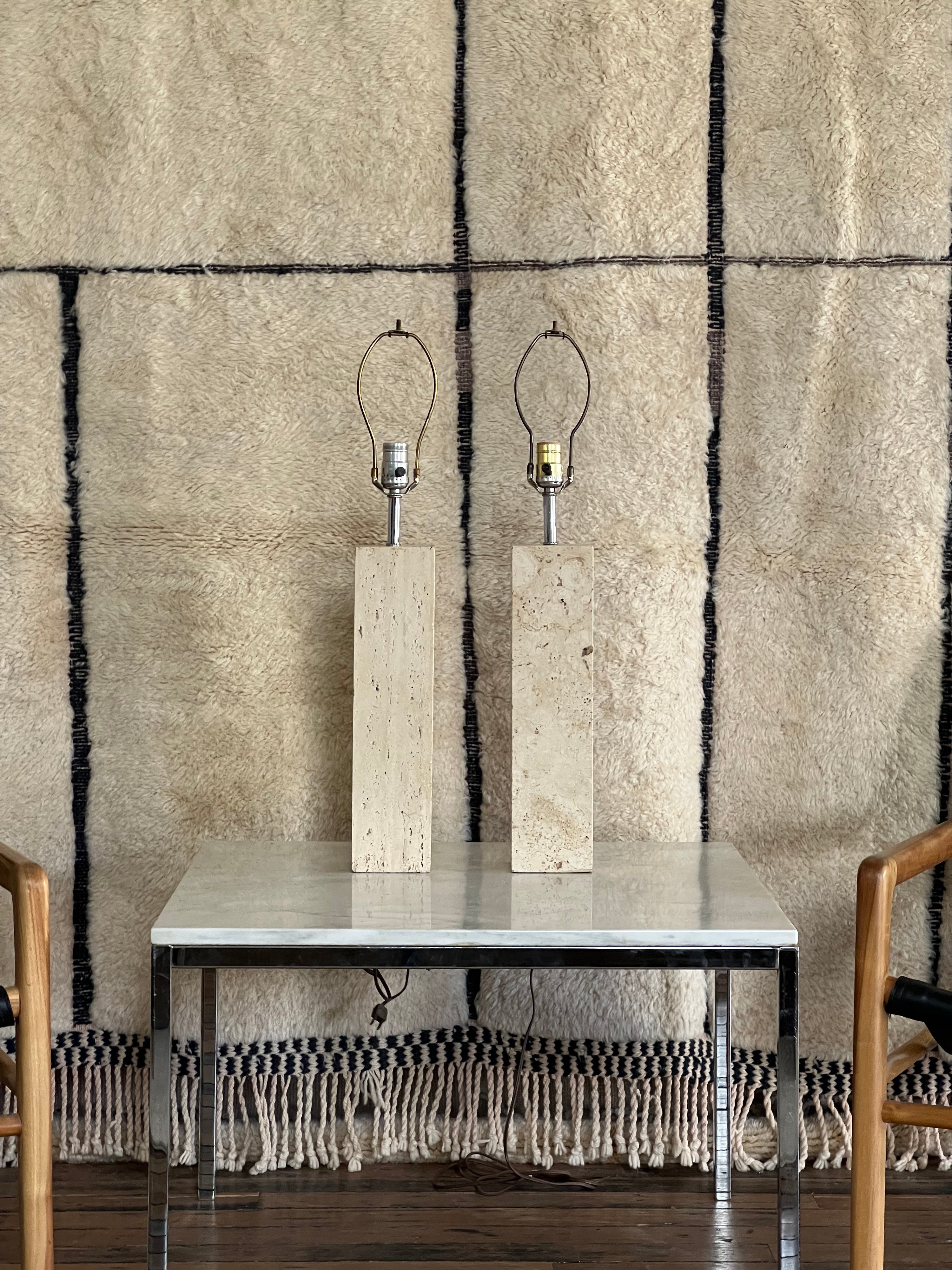 Pair of Vintage Travertine Lamps