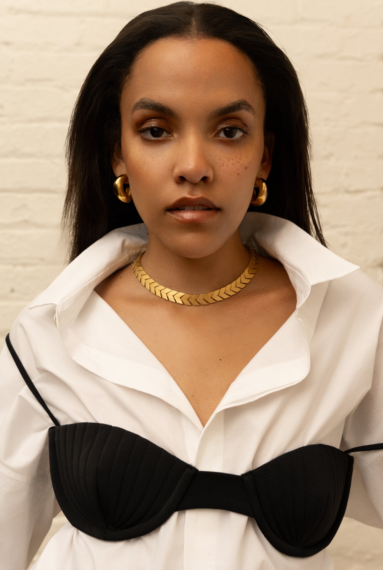The Flat Spikelet Choker in Gold by Bevza