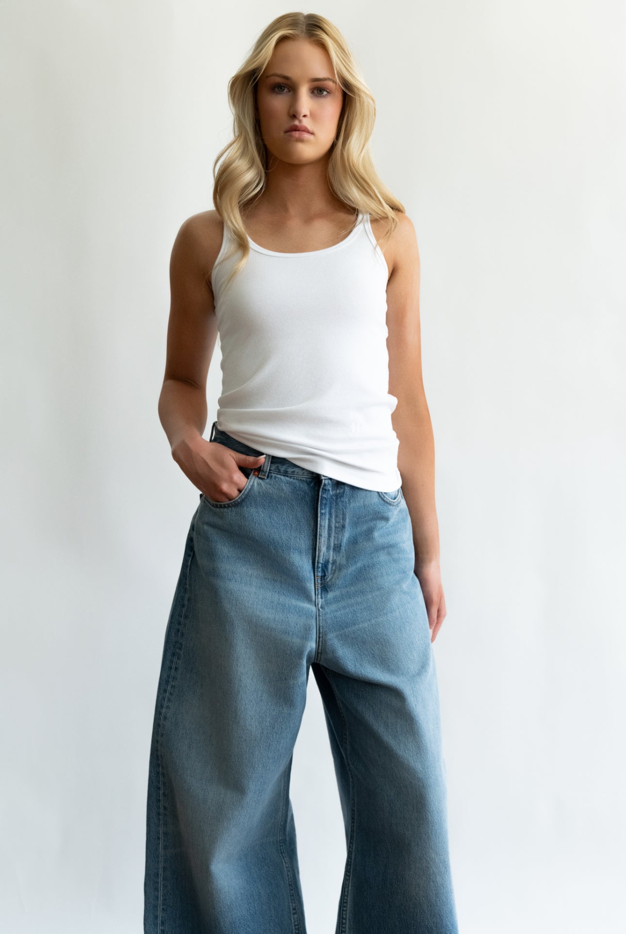 The Strappy Tank Top in White by TEURN
