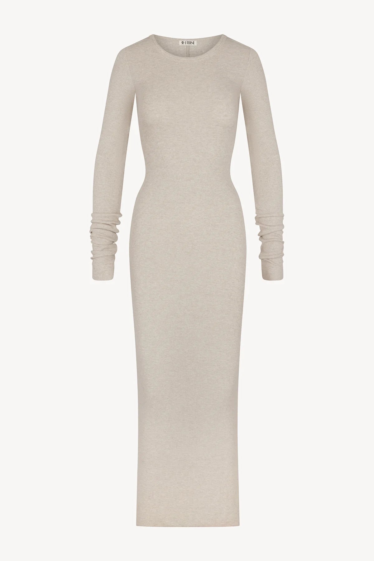 Éterne Long Sleeve Crewneck Maxi Dress in Oatmeal