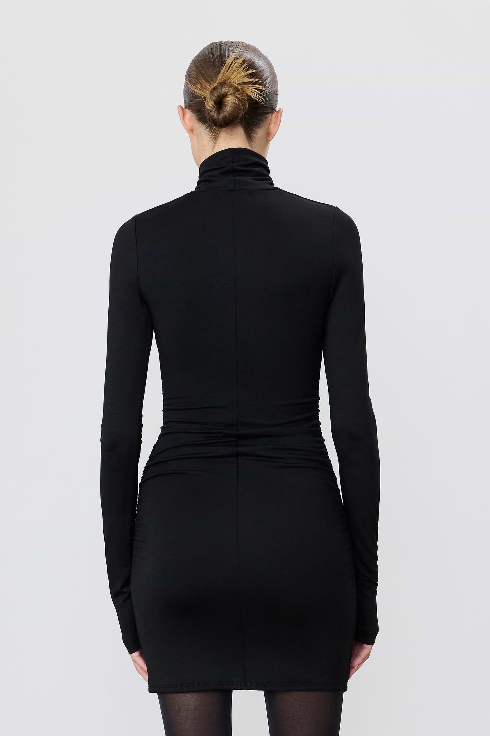 The Long Sleeve Ruched Turtleneck Mini Dress by Éterne
