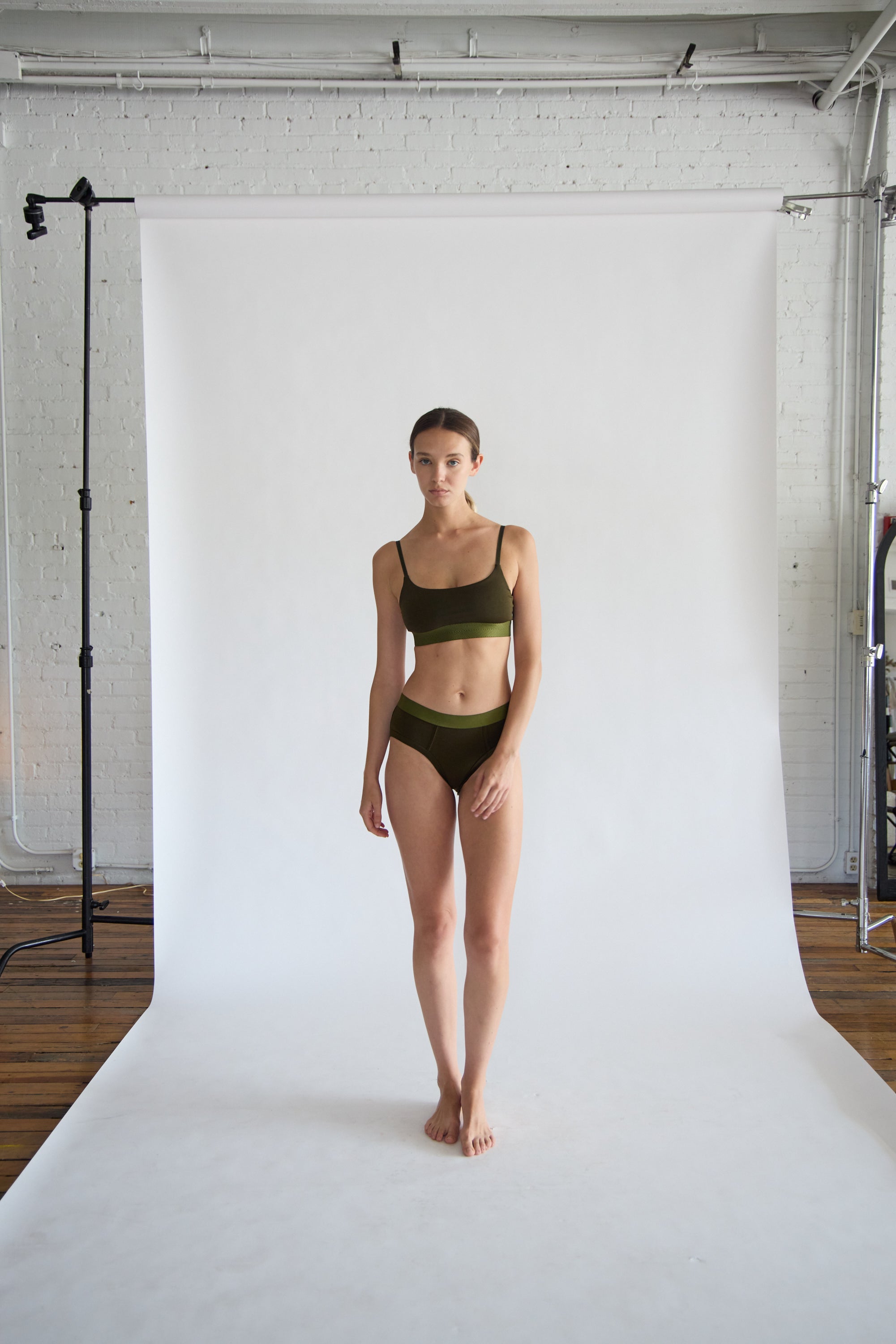 CDLP Scoop Bralette in Olive Green