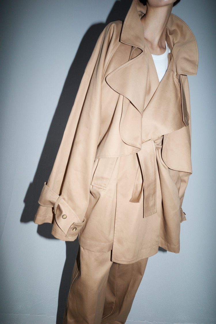 Studio Cut Short Camel Trench Coat