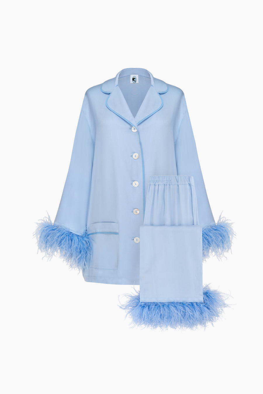 Daily Sleeper Party Pajama Set with Detachable Feathers in Light Blue