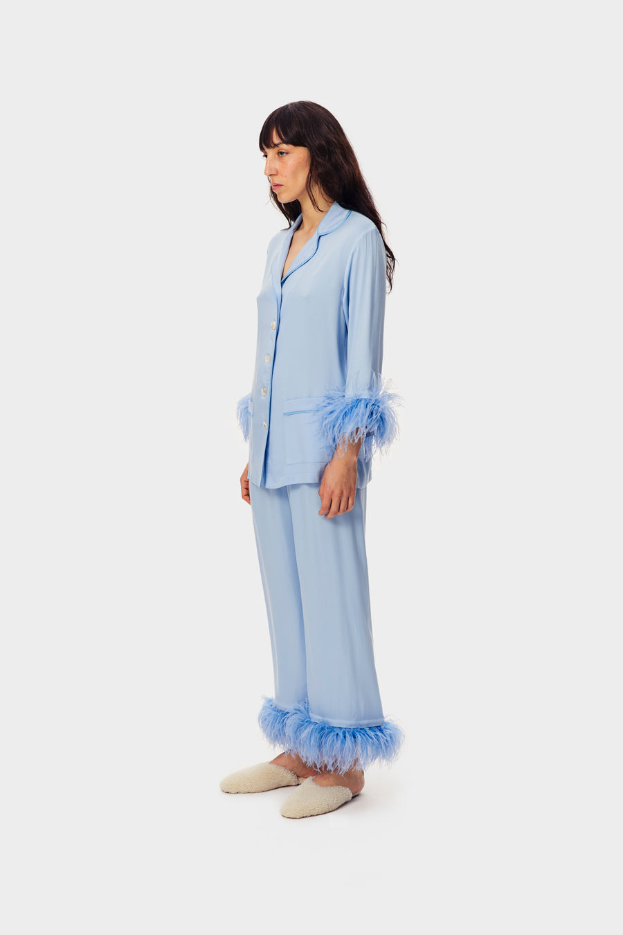 Daily Sleeper Party Pajama Set with Detachable Feathers in Light Blue