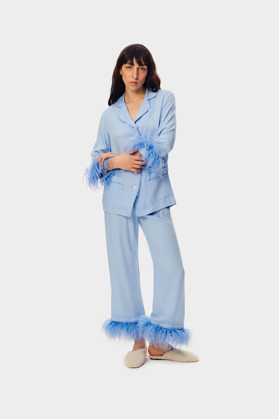 Daily Sleeper Party Pajama Set with Detachable Feathers in Light Blue