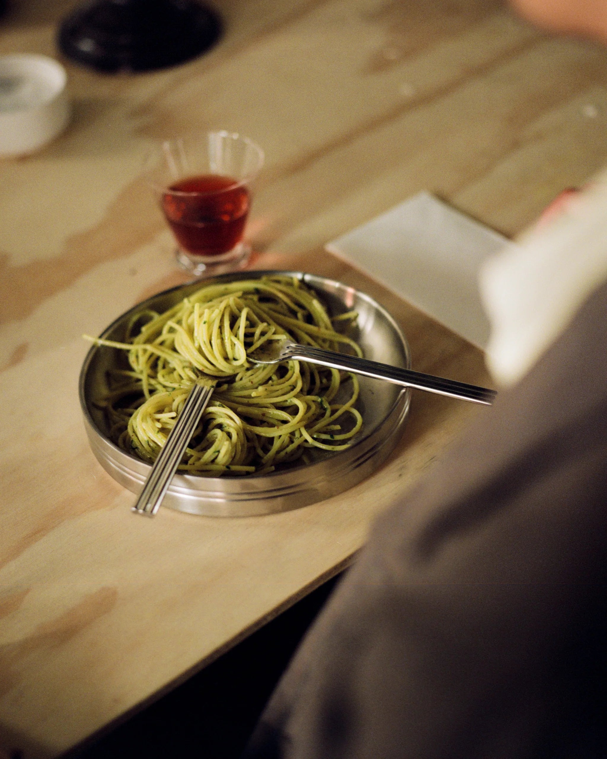 The Set of Two Stainless Steel Pasta Plates by Service Projects