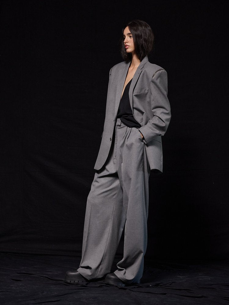 Studio Cut Grey Pleated Pants