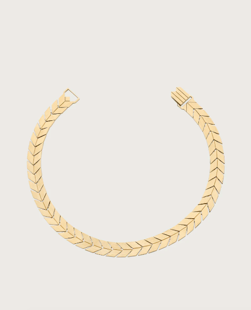 Bevza Flat Spikelet Choker in Gold