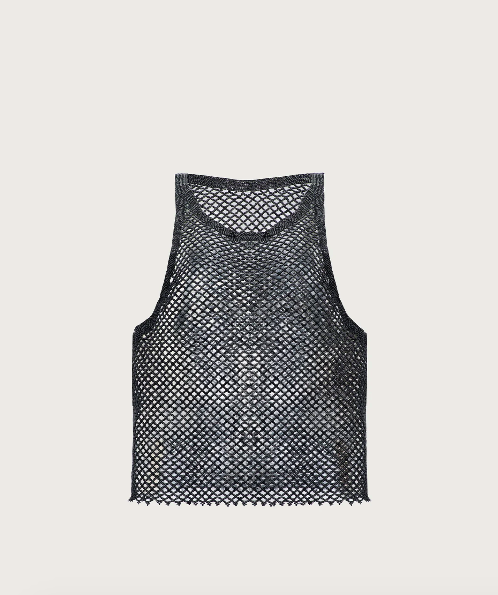 Bevza Handmade Beaded Tank Top in Black