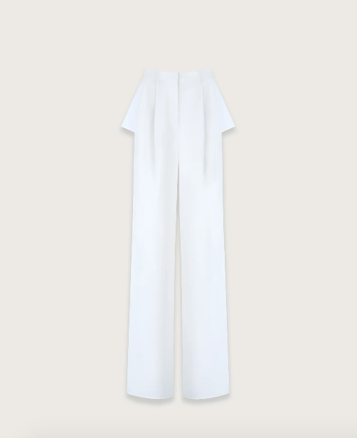 Bevza Trousers with Slits in White