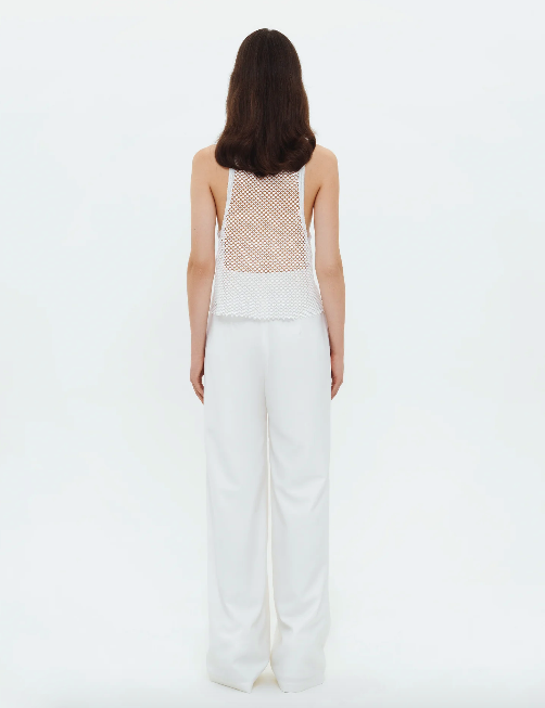 Bevza Trousers with Slits in White