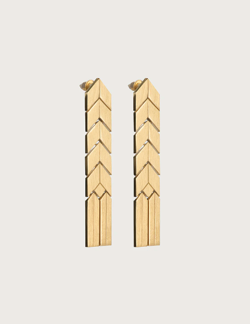 Bevza Flat Spikelet Earrings in Gold