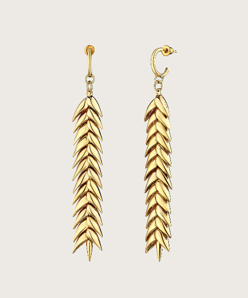 Bevza Spikelet Long Earrings in Gold