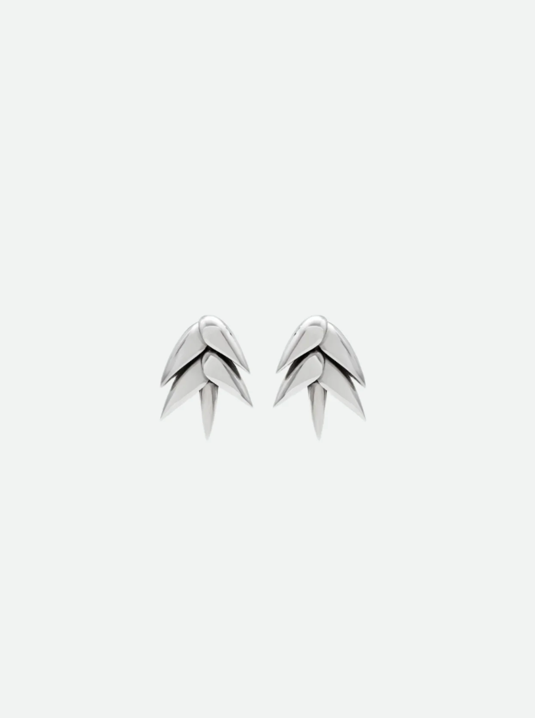 Mini Spikelet Earrings in Rhodium