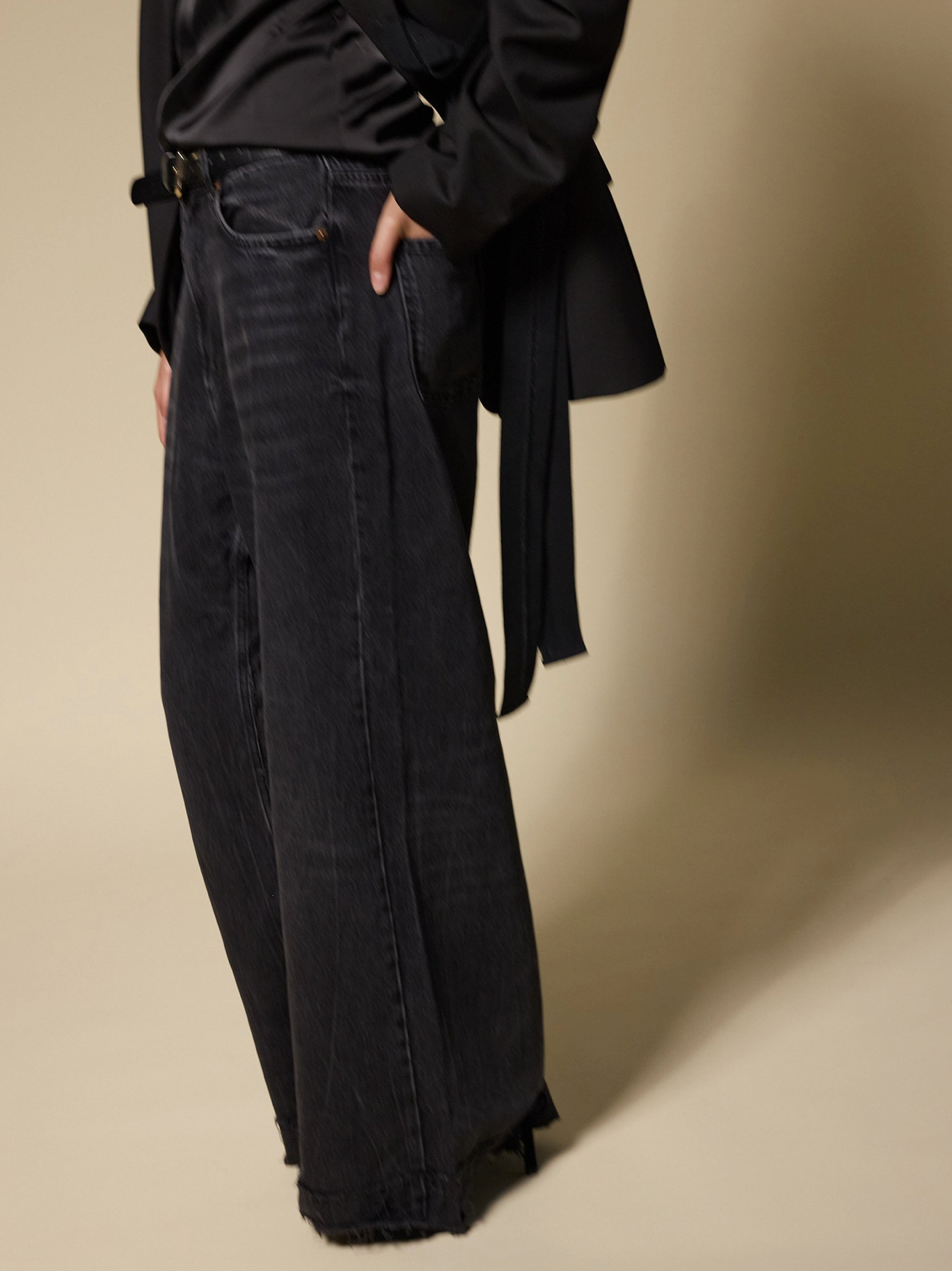 Studio Cut Wide Leg Black Jeans