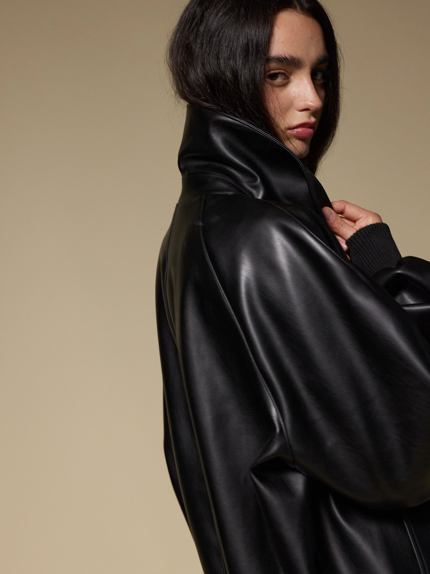 Studio Cut Black Faux Leather Bomber