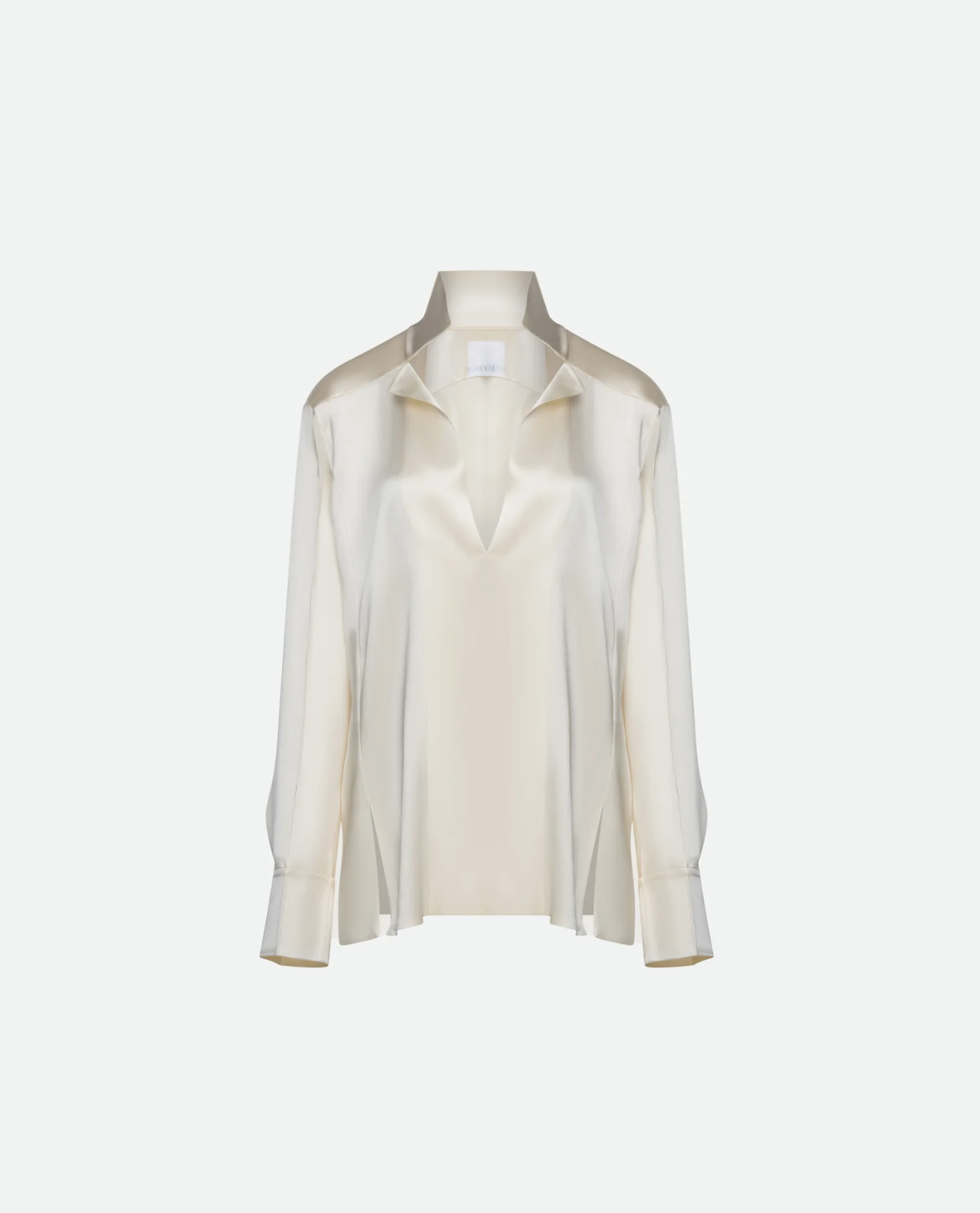 Bevza Stand-Collar Blouse in Vanilla