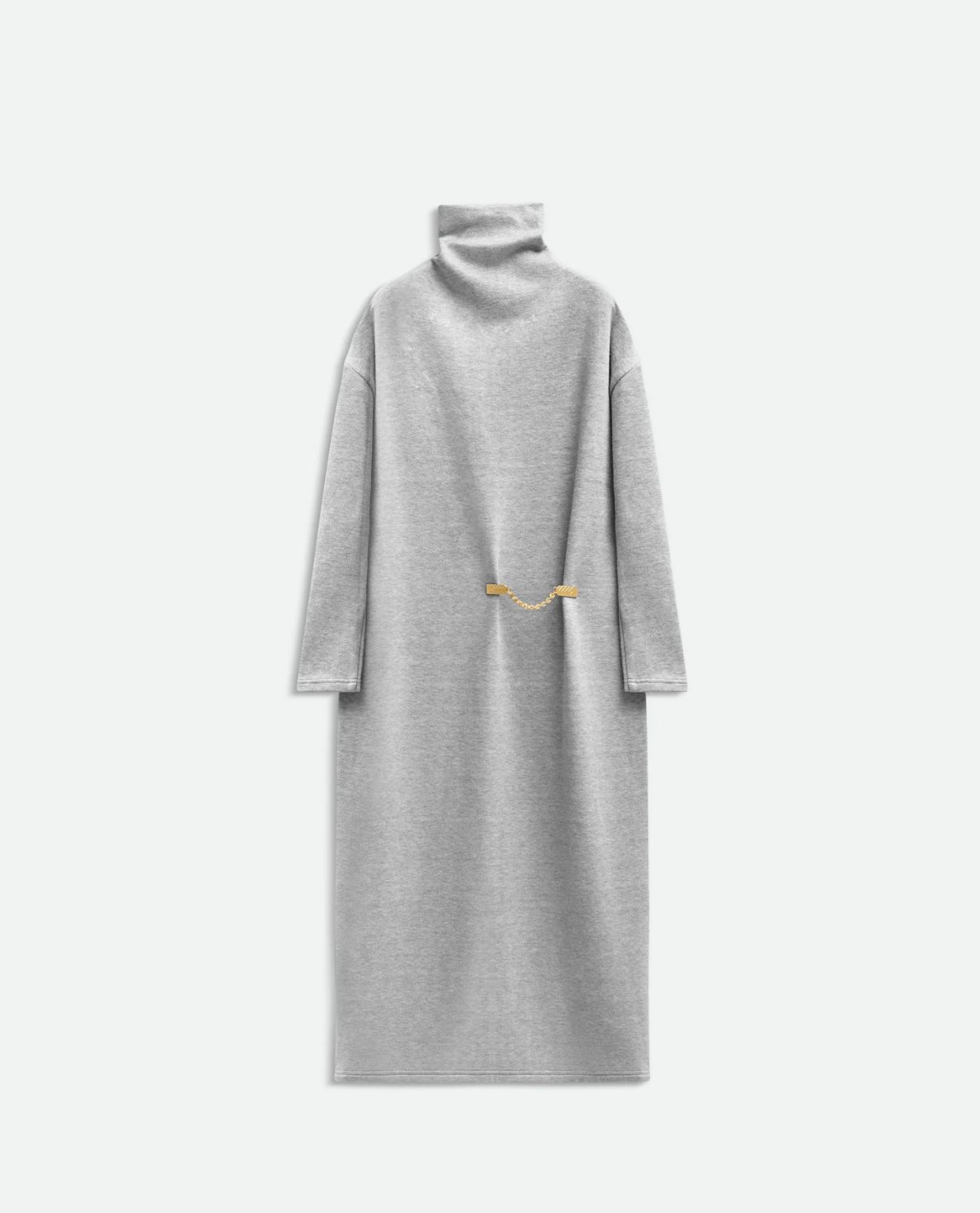 Bevza Turtleneck Long Dress in Grey Melange