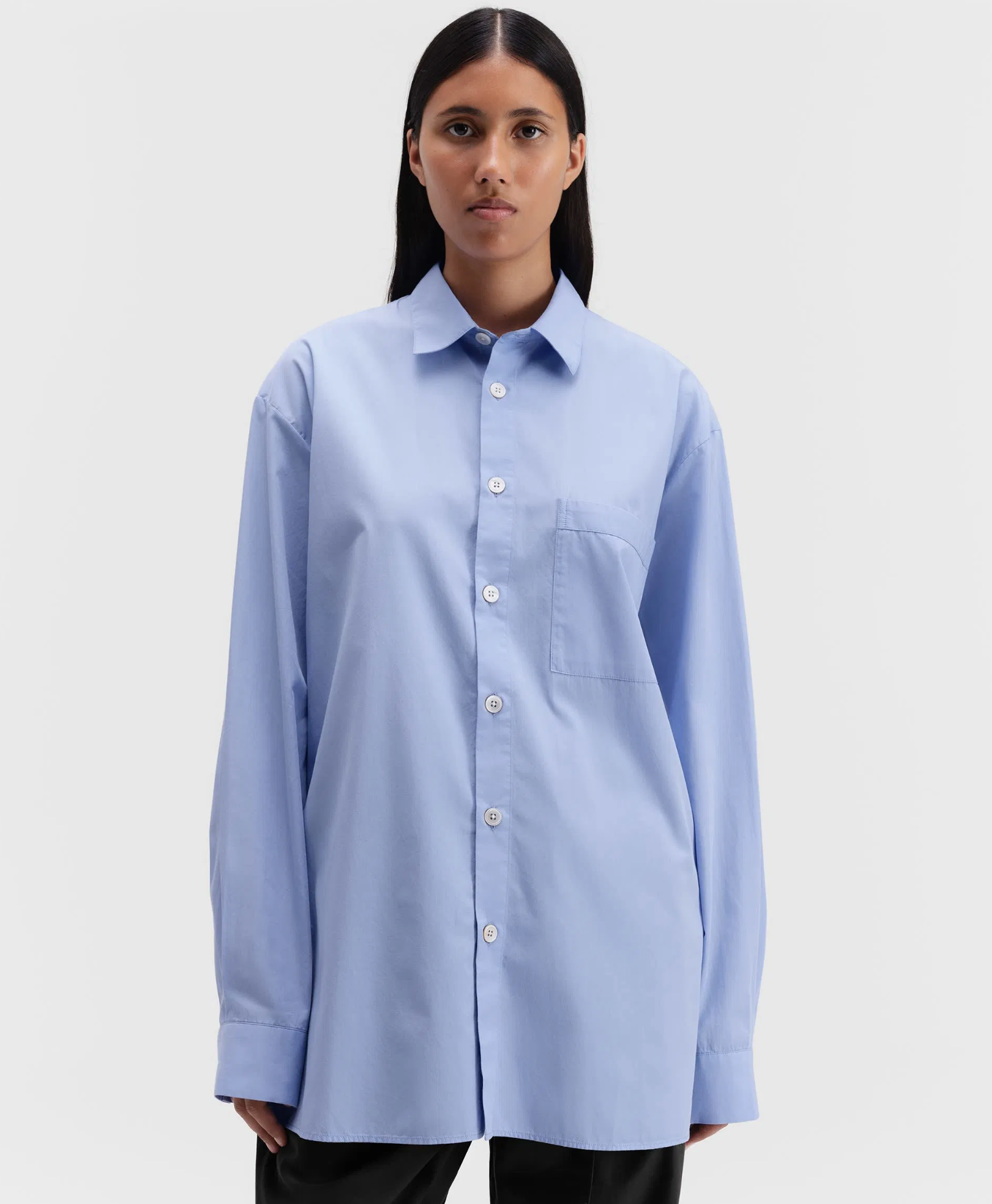 The Relaxed Long-Sleeved Shirt in Cornflower Blue by Tekla