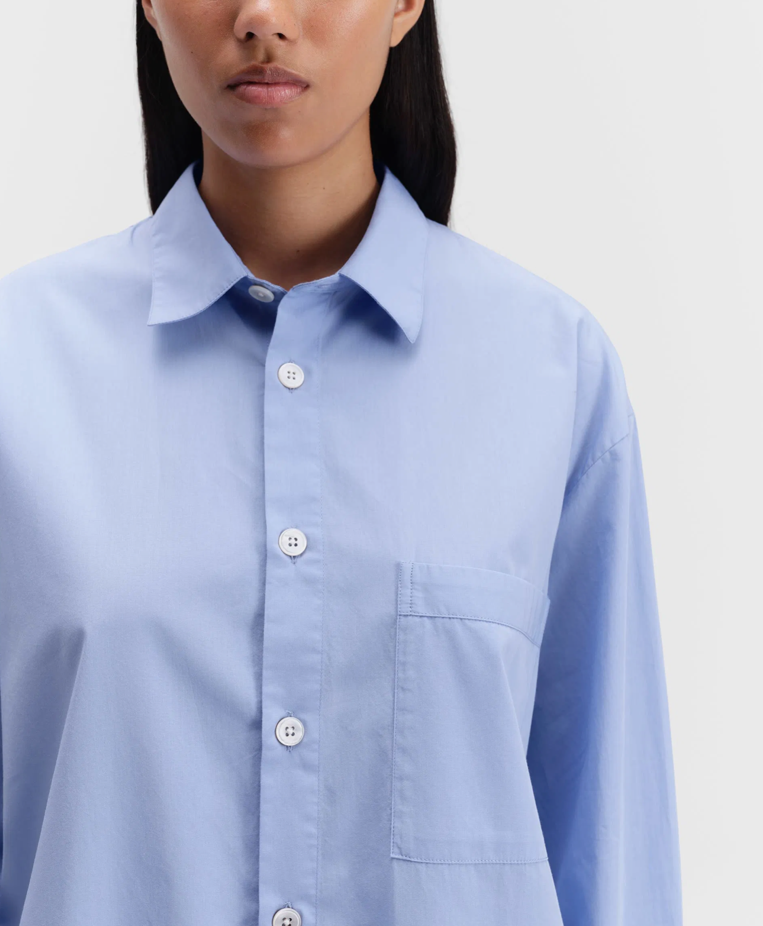 The Relaxed Long-Sleeved Shirt in Cornflower Blue by Tekla
