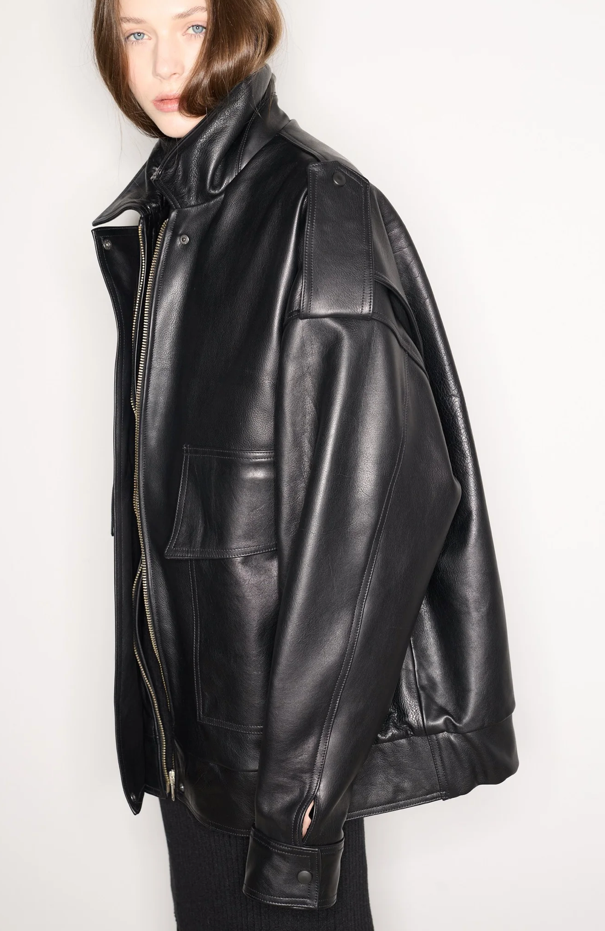 The Black Leather Bomber by Studio Cut
