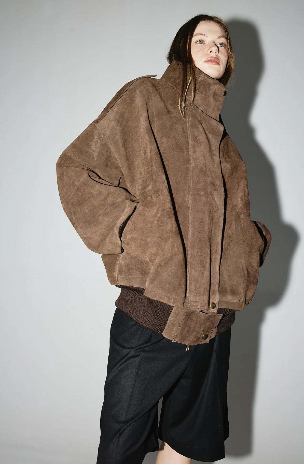 The Brown Suede Bomber by Studio Cut