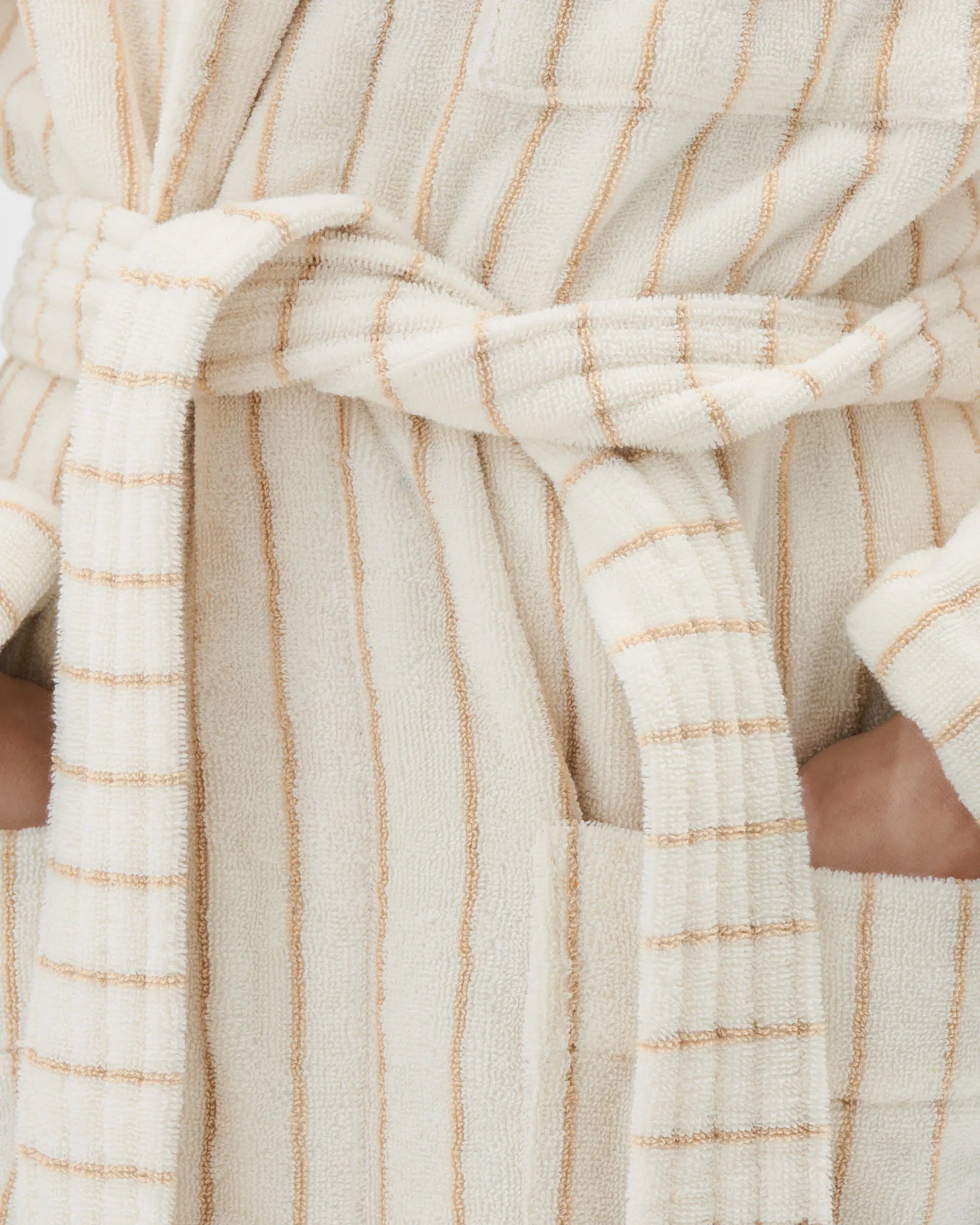 Tekla Classic Striped Bathrobe in Sienna