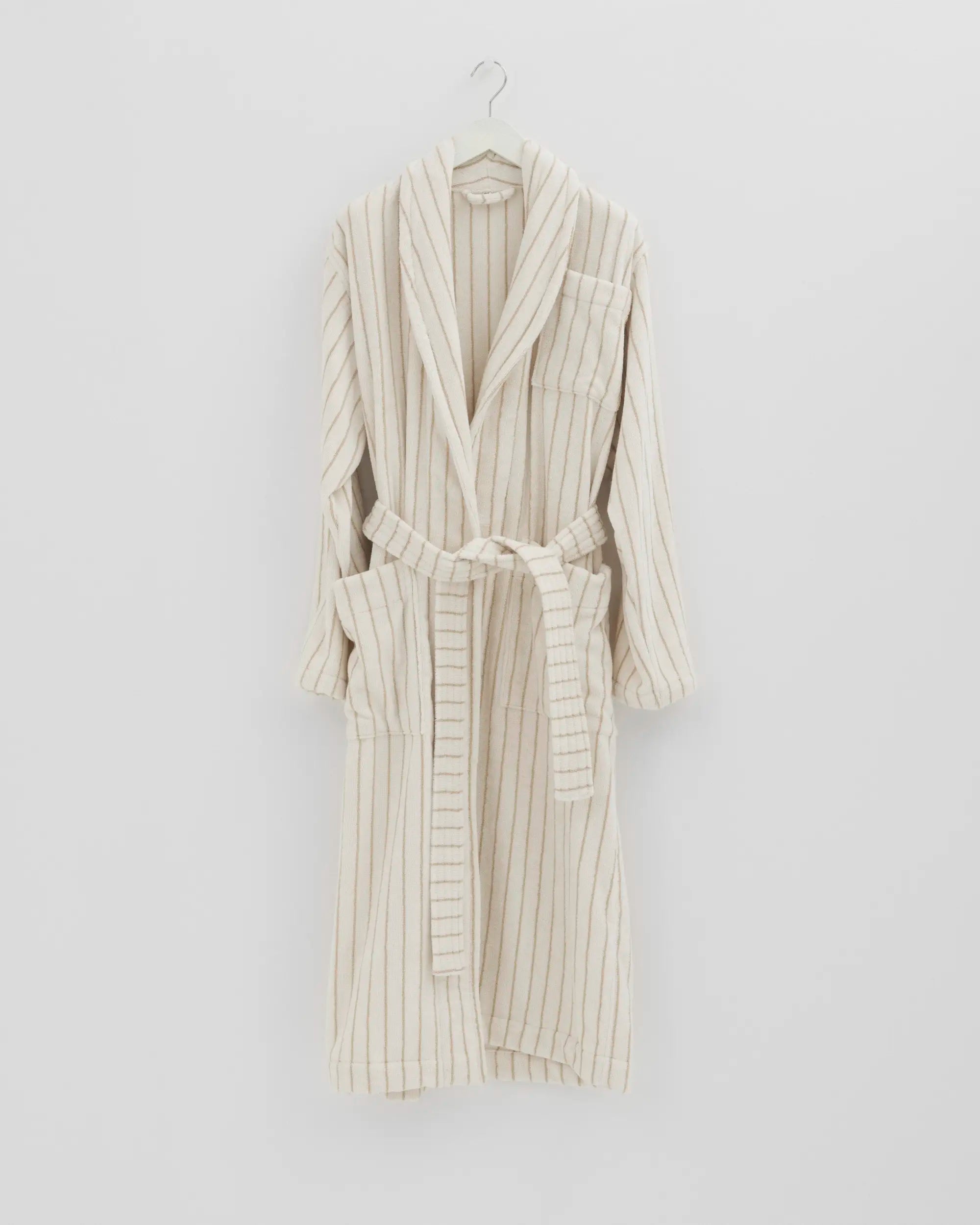 Tekla Classic Striped Bathrobe in Sienna